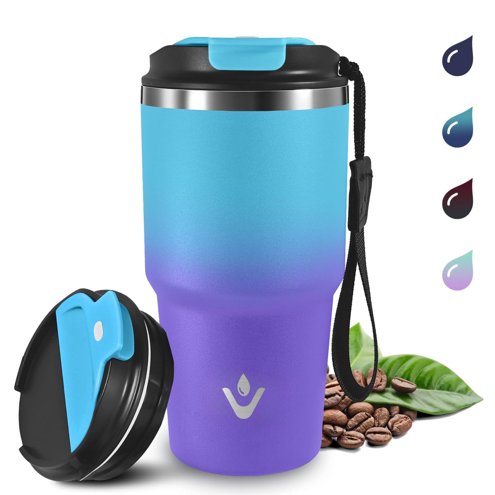 Grsta 20oz Portable Airtight Thermal Mug, Leak Proof Coffee Thermos, Thermal Tumbler, Thermal Tumbler for Hot and Cold Drinks, Vacuum Insulated Stainless Steel