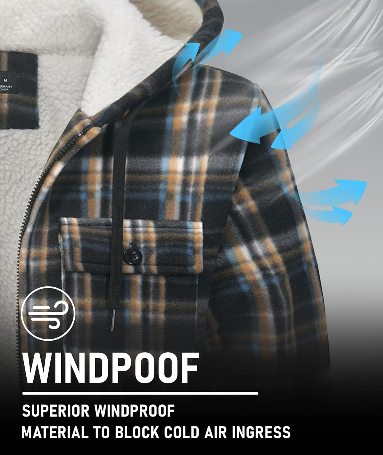 GEEK LIGHTING Men's Flannel Shirts Jacket Sherpa Lined Fleece Plaid Hoodie Long Sleeve Winter Warm Coat - Image 3