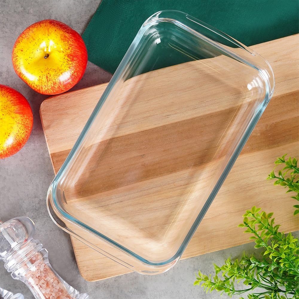 KADAX Rechthoekige ovenschaal, 2,2 liter, van hittebestendig glas, vaatwasmachinebestendige gasbakvormen, servies om te bakken, glazen ovenschaal voor lasagne, gebak