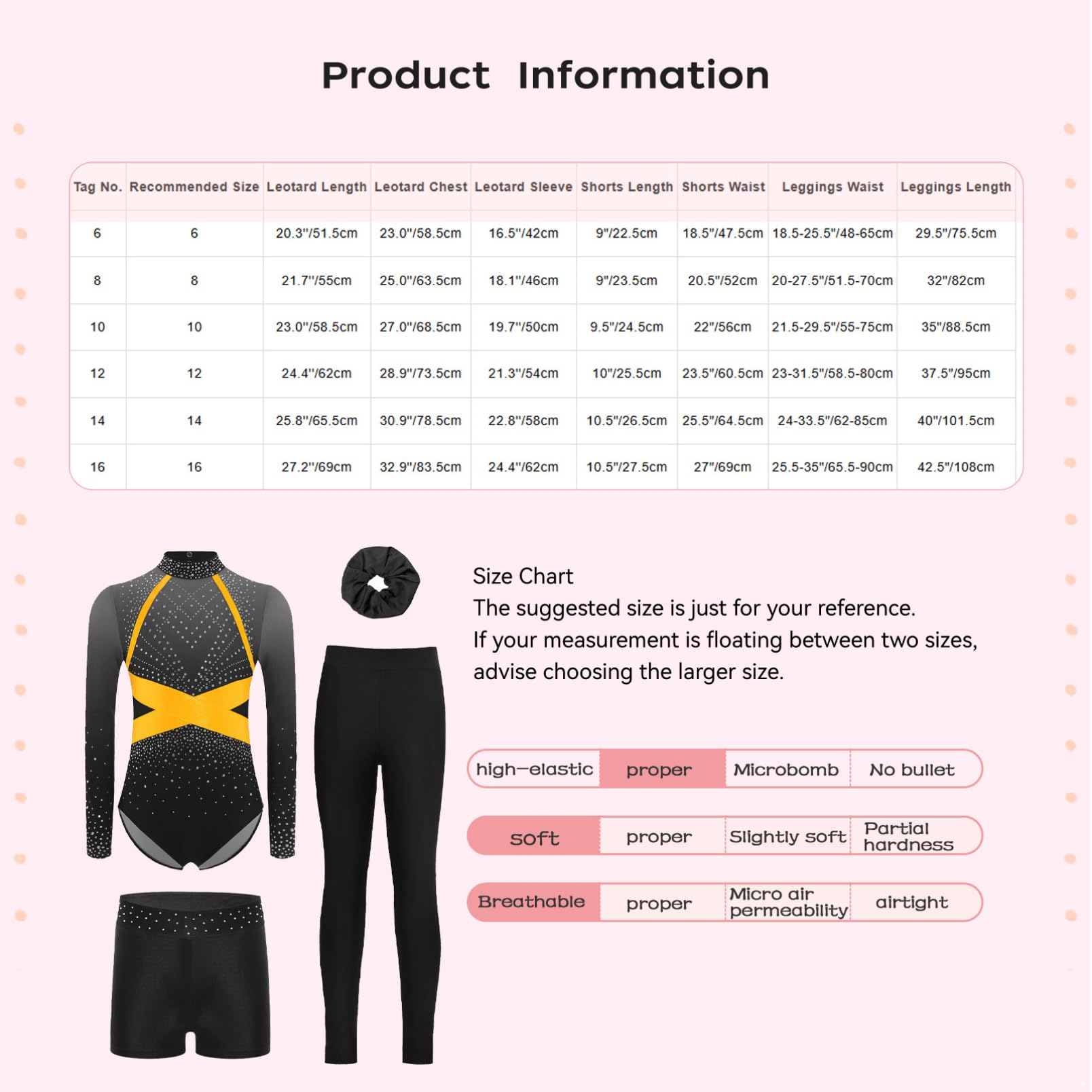 dPois Maillot De Gimnasia De Manga Larga para Niña Leotardo con Pantalones Cortos Y Leggings Mono De Patinaje Artístico Competición