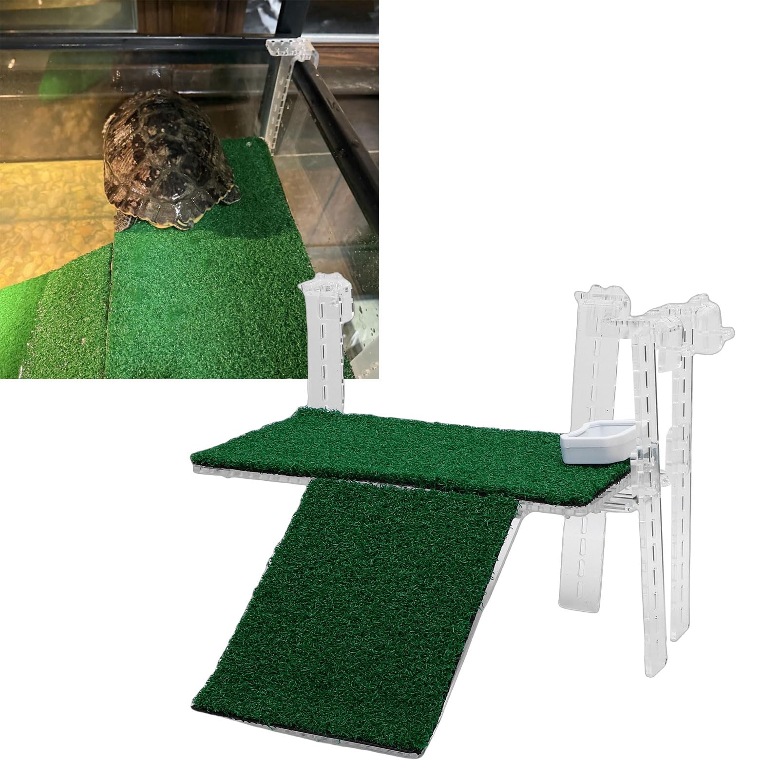 Generic Plate-Forme de Baignade pour Tortues de Pelouse, Hauteurs Réglables, Rampe de Suspension en Acrylique Anti-Rayures pour Aquarium