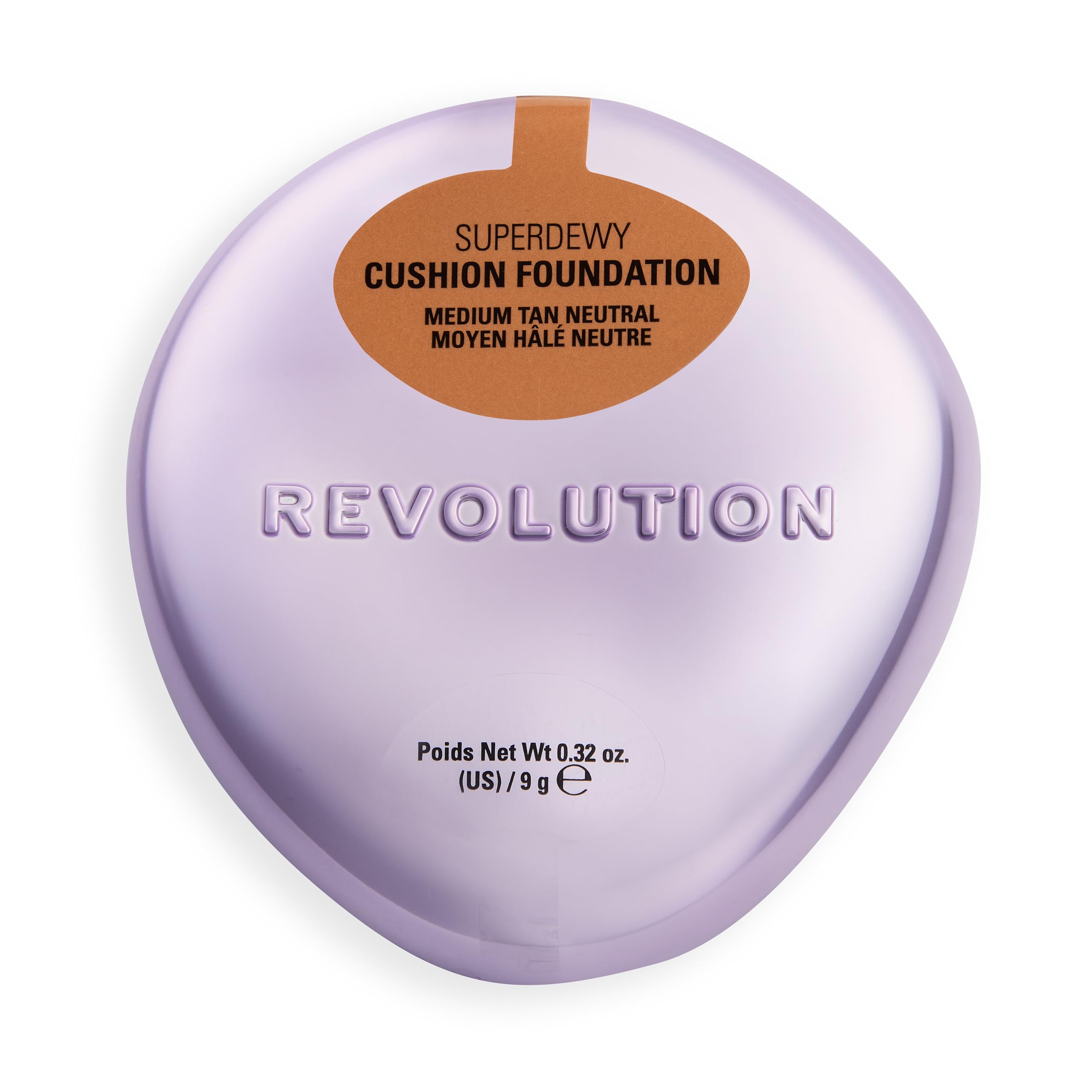 Revolution Superdewy Cushion Foundation, Lightweight Buildable Coverage, Dewy Hydrated Finish for Flawless Glowing Complexion, Medium Tan Neutral, 9g
