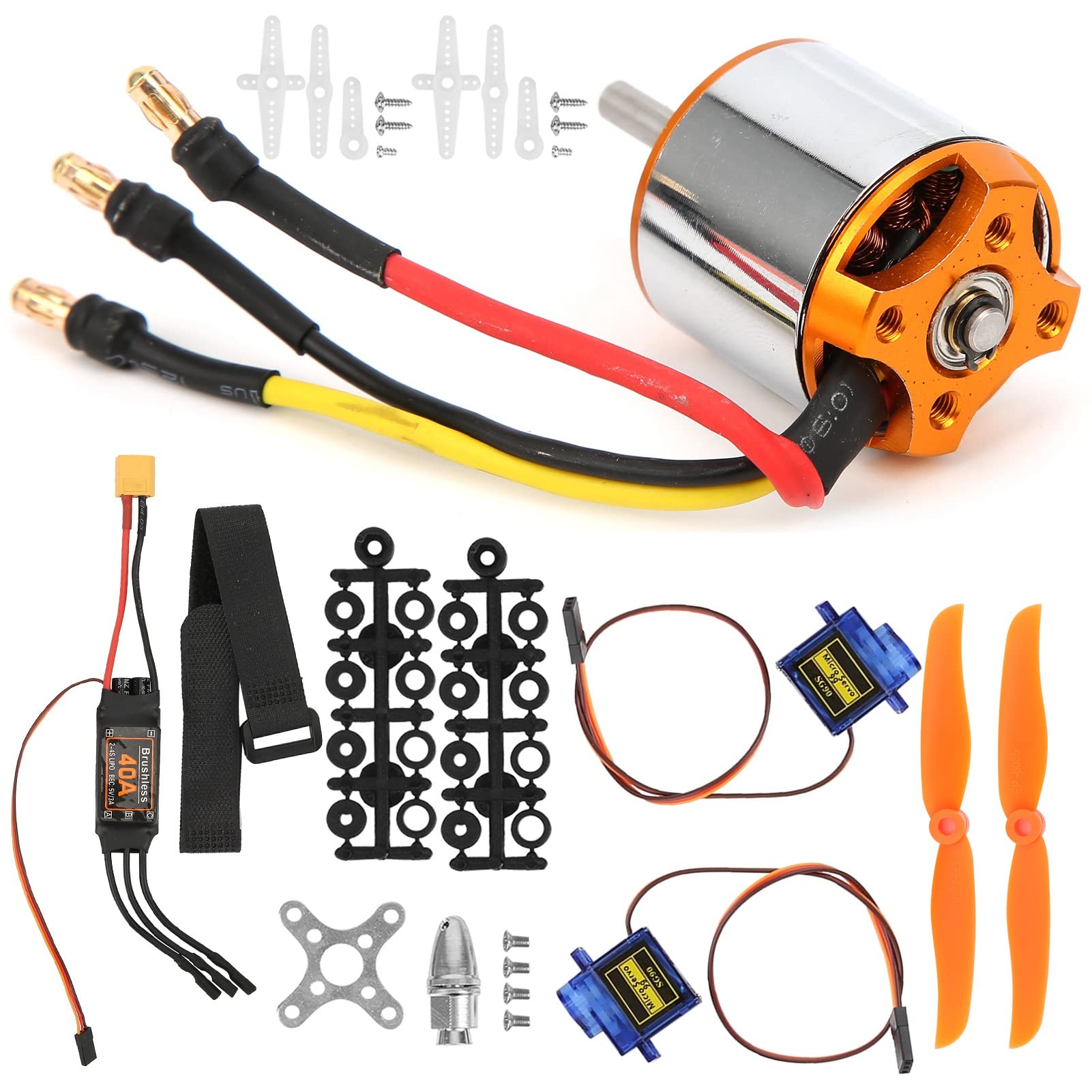 Hélice de helicóptero teledirigido, motor de avión teledirigido, regulador de velocidad eléctrico, motor sin escobillas 2217 KV1250 + 8060 hélices, motor de dirección + 40 A ESC para helicóptero RC