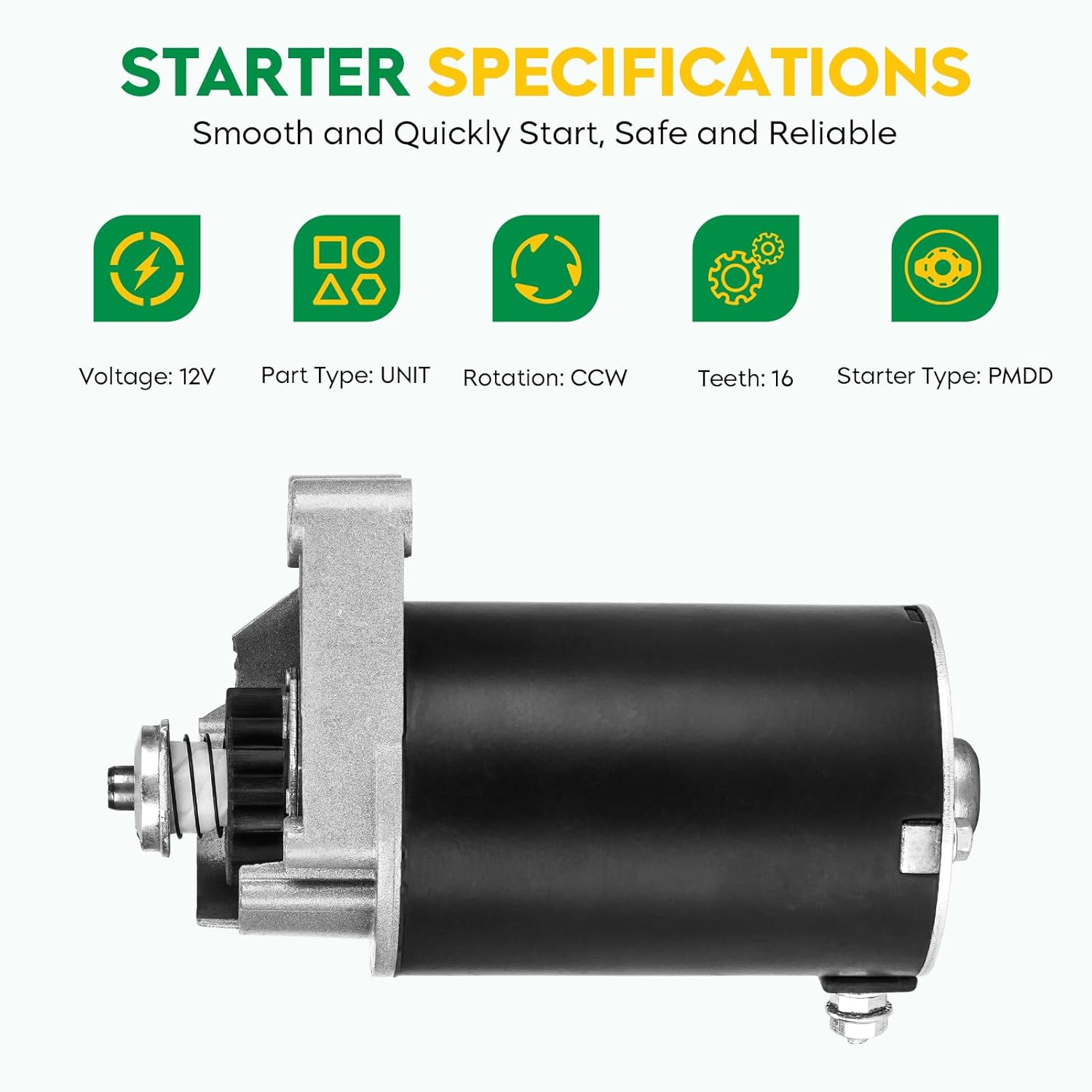Starter Motor Fit for Briggs and Stratton Air Cooled All 14HP 16HP 18HP Horizontal SBS0009, 410-22087, 399928, 495100, 498148, 112242, 410-22010, 41022010, 5744, 9799, 106684
