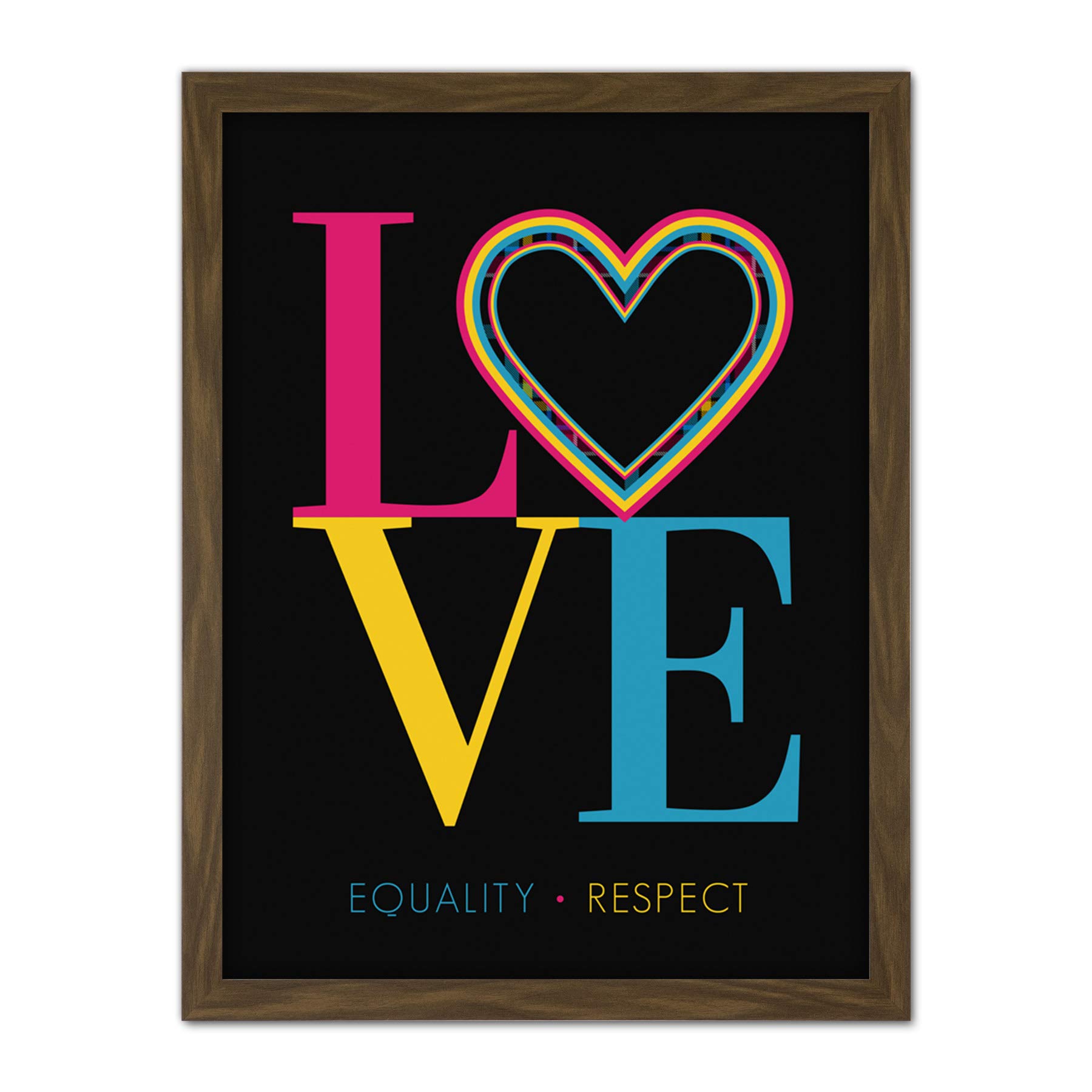 Wee Blue Coo Who Cares Scotland Love Equality Respect Heart Tartan Artwork Framed Wall Art Print 18X24 Inch