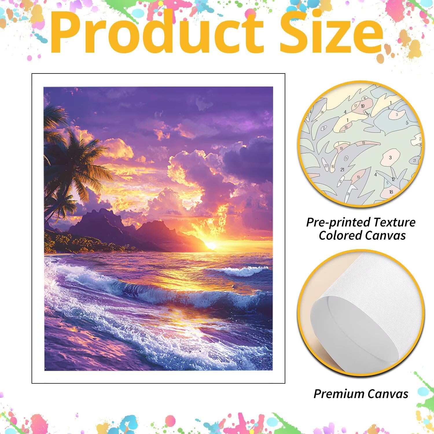Coucher de soleil sur la plage Peinture Numero Adulte Kits, 60x80cm m-968