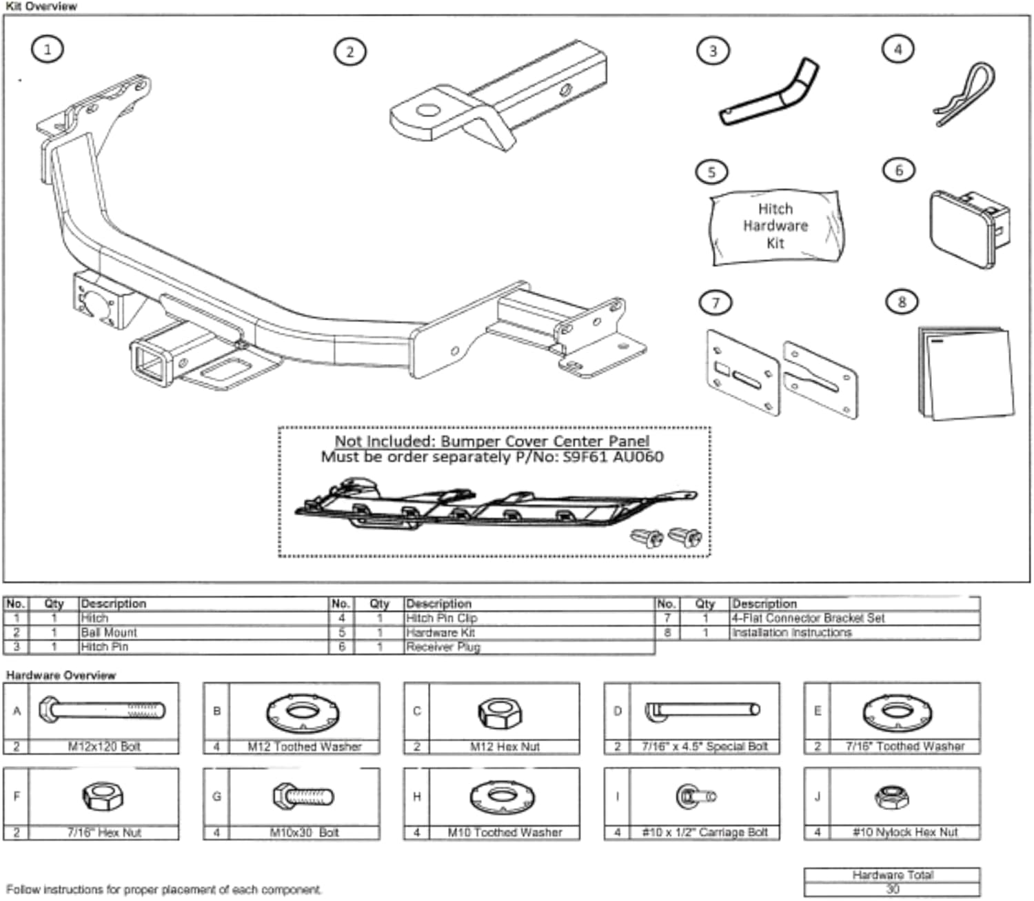 Kia Telluride Tow Hitch Kit Overview with all components and hardware