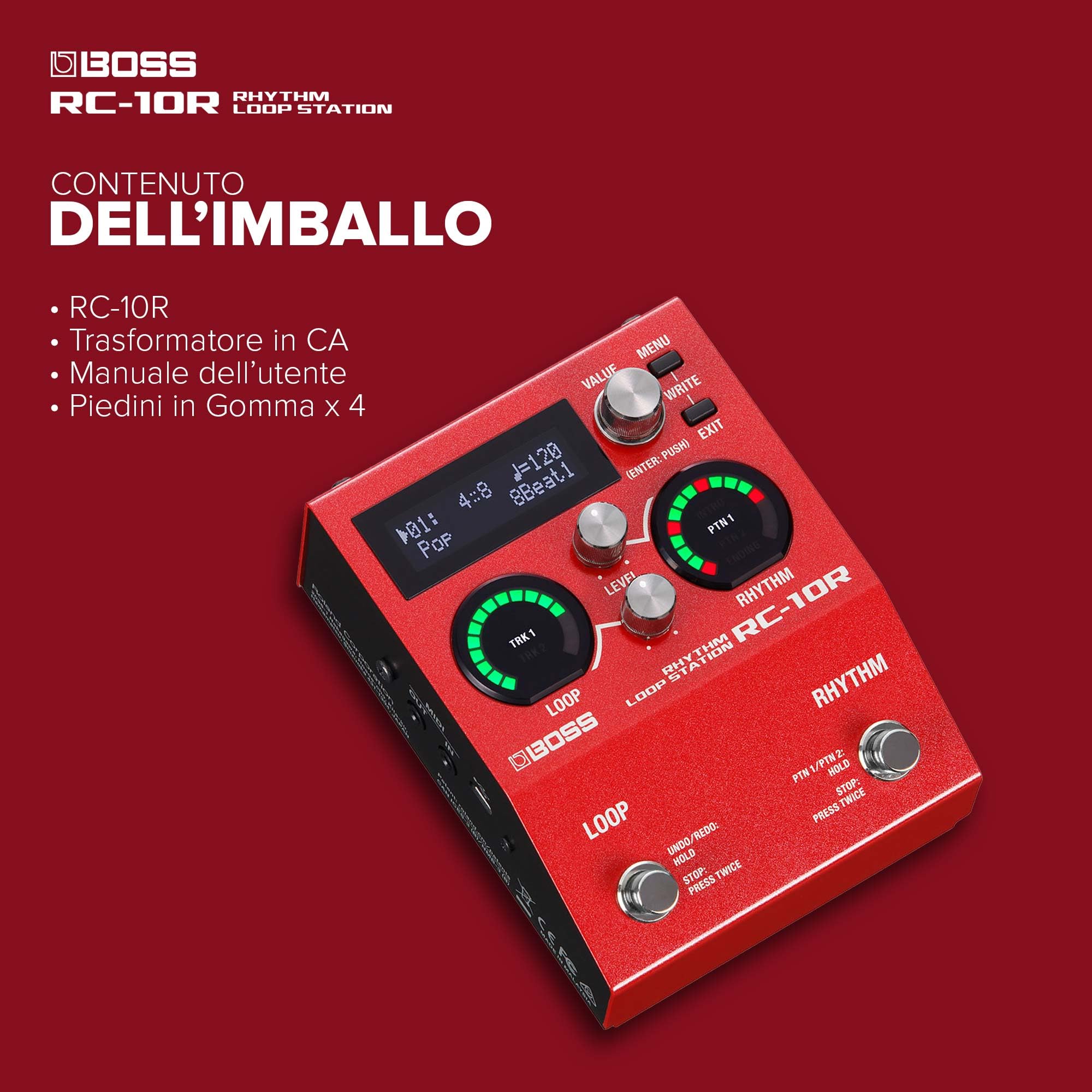 BOSS RC-10R Rhythm Loop Station | Looping Costruito sui Brani e