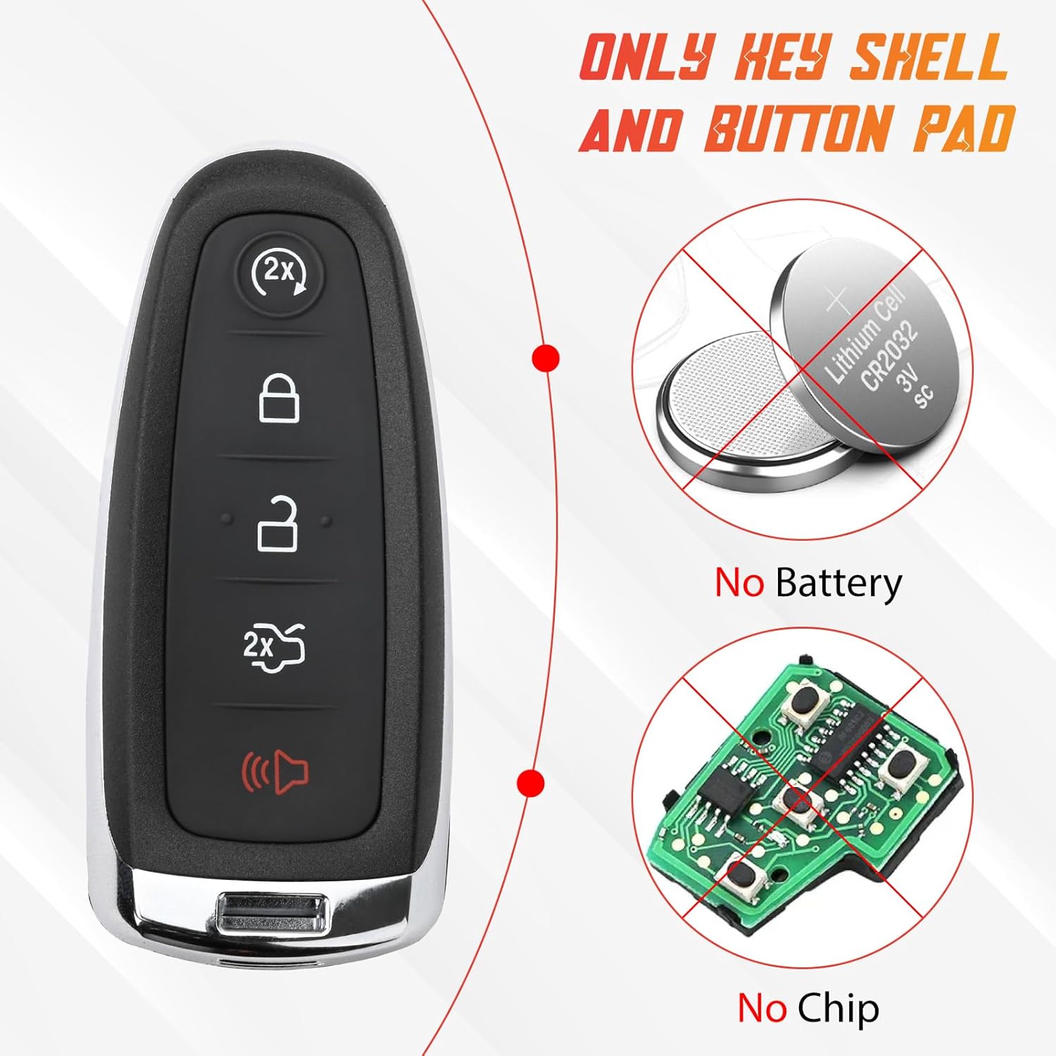 M3N5WY8609 Key Fob Shell Case Compatible with Edge Explorer MKX MKS C-Max Flex Taurus MKT Expedition Navigator Focus Escape 2PCS