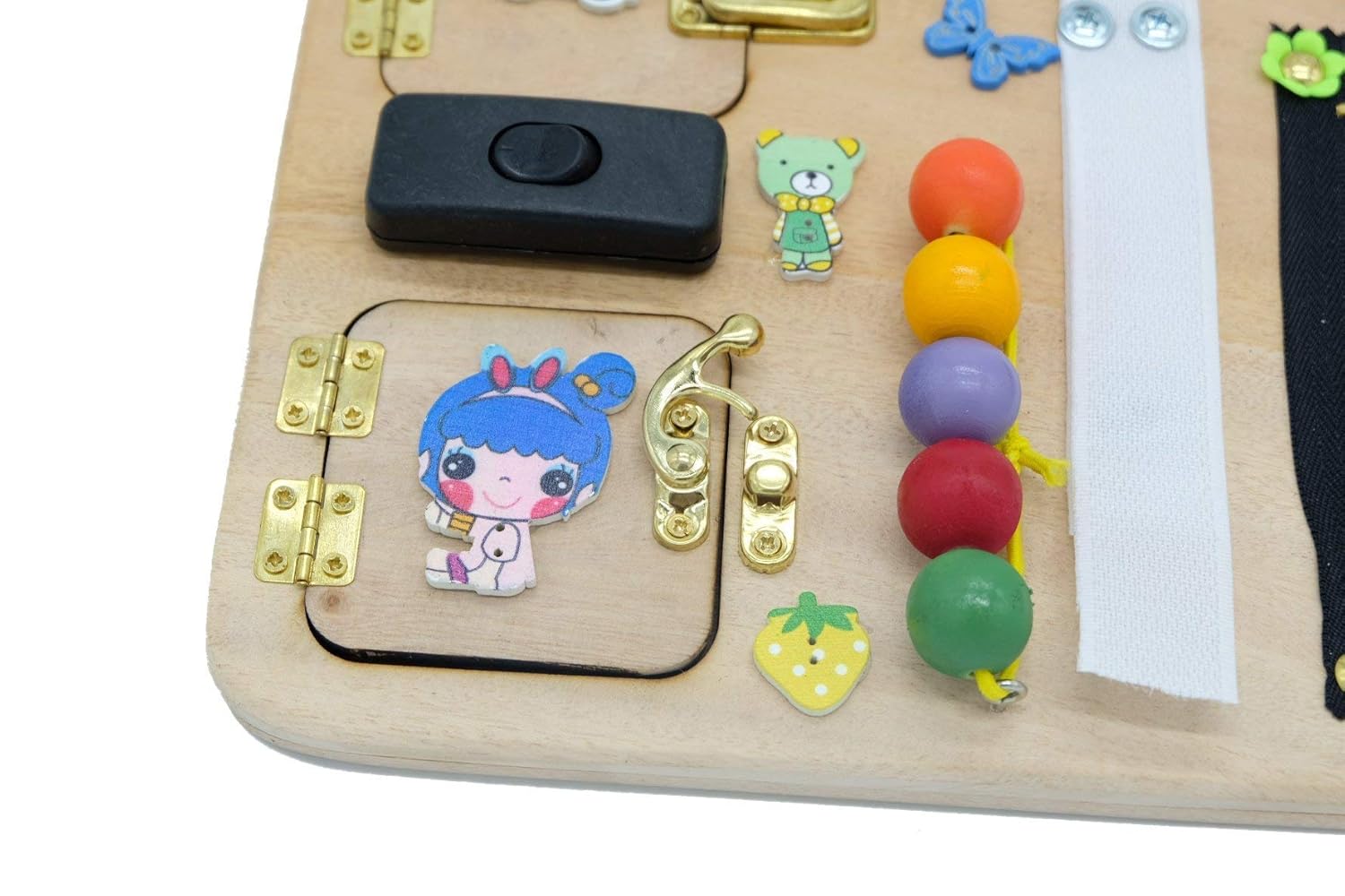 Busy Board 30 x 20 cm (12 x 8 inches) ,Travel Busy Broad, Toy for Toddler, Sensory Children Game, Activity Toy, Montessori Toy, Wooden Toy, Toddler quiet game - Made In Vietnam