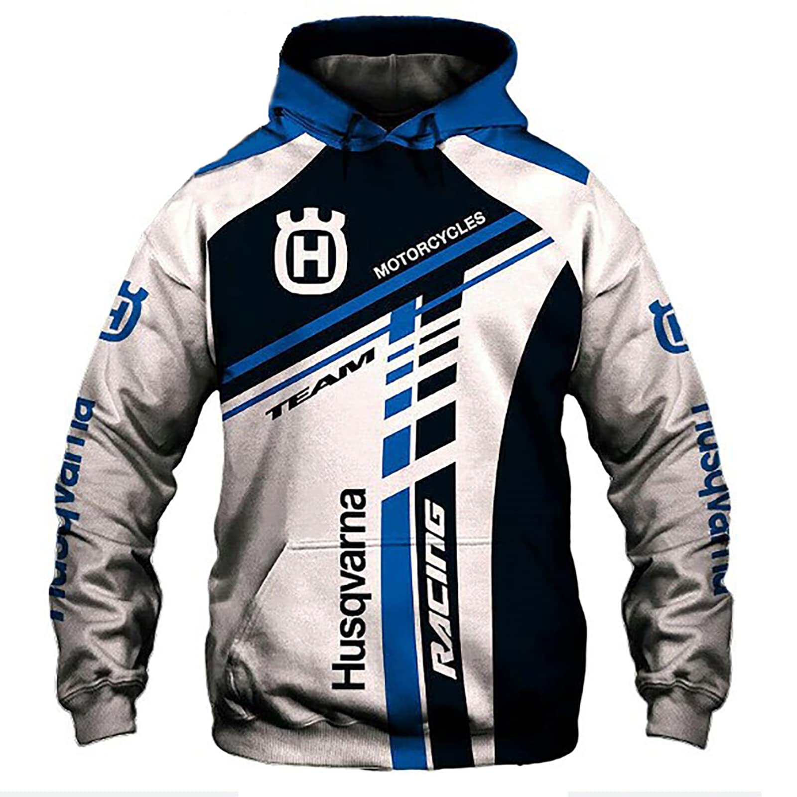 FLOATINGMens Hoodies h.u.s.q.v.a.r.n.a Pullover Hooded Sweatshirt Long Sleeve Stylish Comfortable Lightweight Men's Hoodies with Design-Blue||M