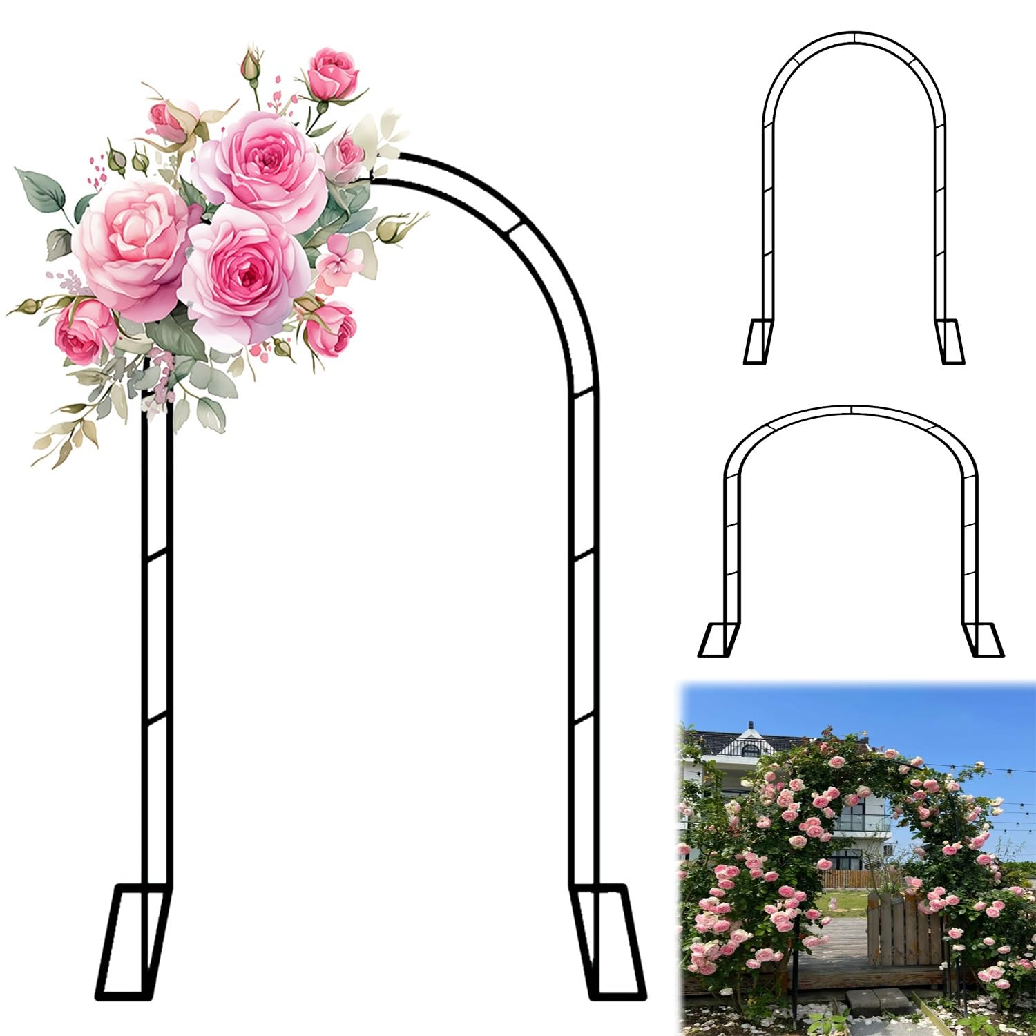Arche de jardin métallique support de fleurs et arche de mariage extérieure noire