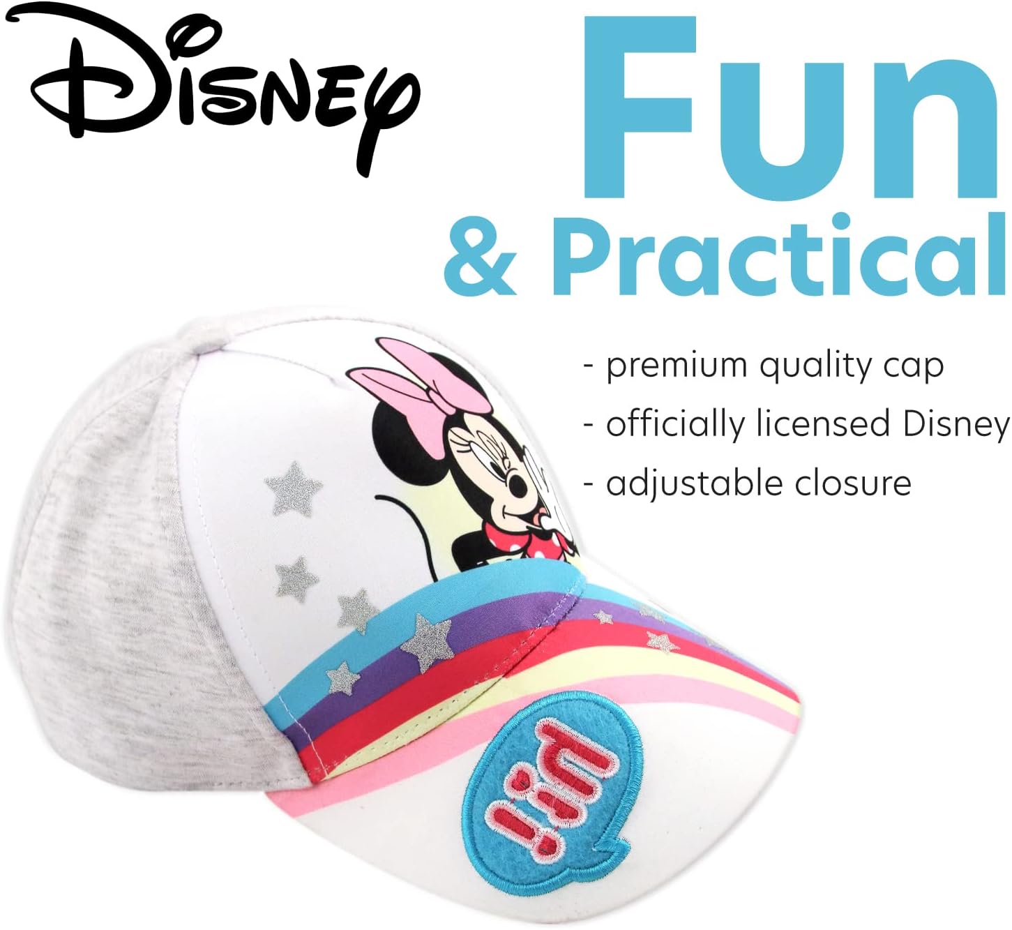 Disney Minnie Mouse Kids Baseball Cap, Bowtique Adjustable Hat for Toddler Girls, Age 2-4 Years, Heather Grey - Image 3