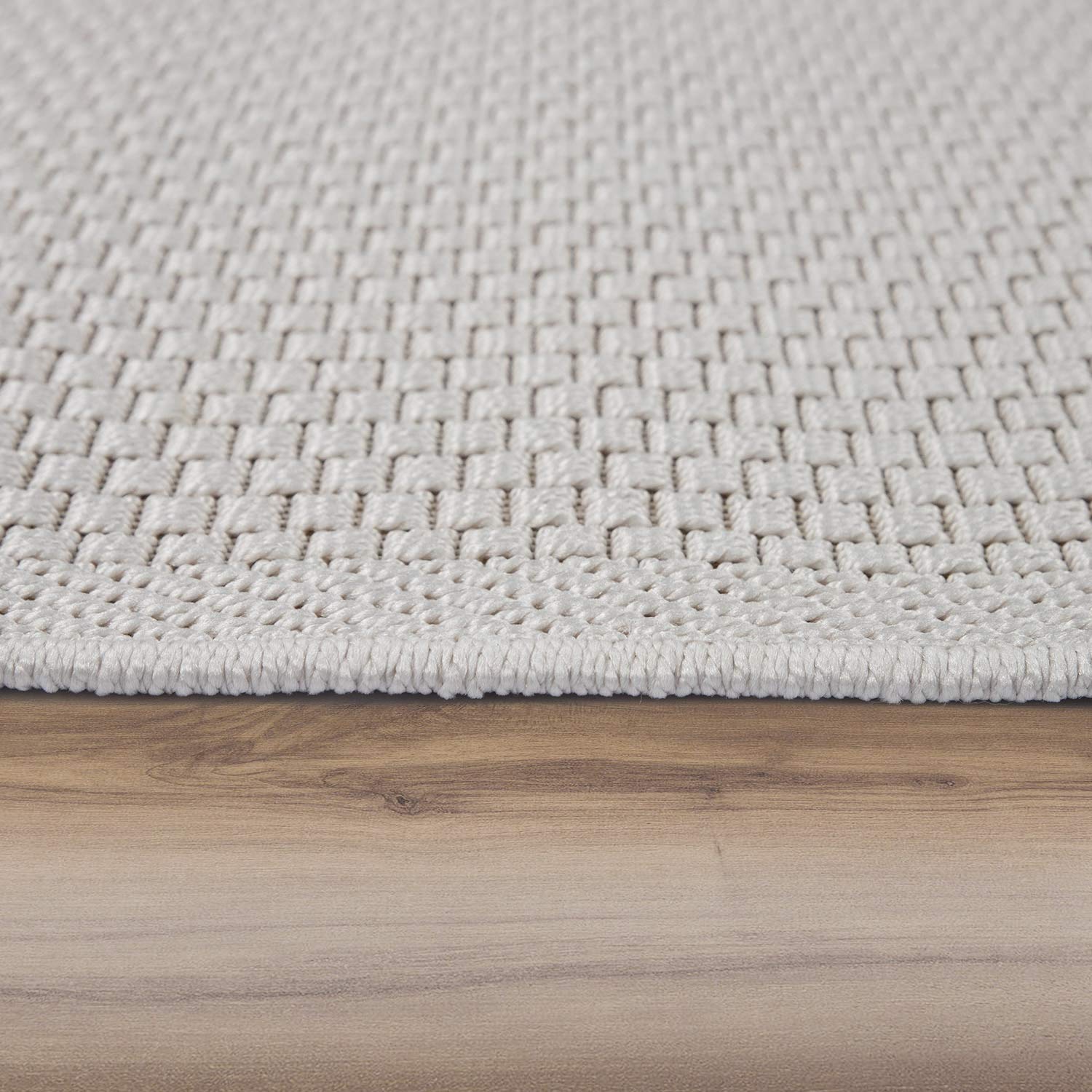 Paco Home Alfombra Exterior Terraza Balcón Cocina Lisa Moderna Crema Beige, tamaño:60x100 cm