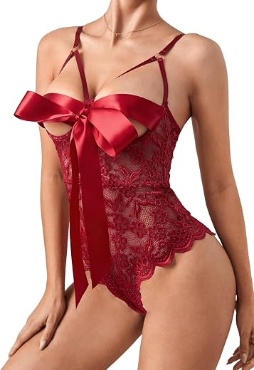 SSoShHub Premium Front Knot Open Babydoll Lingerie Bikini Swimwear Mini Chemise Bodysuit Lingerie Mesh Bikini Nightie with...