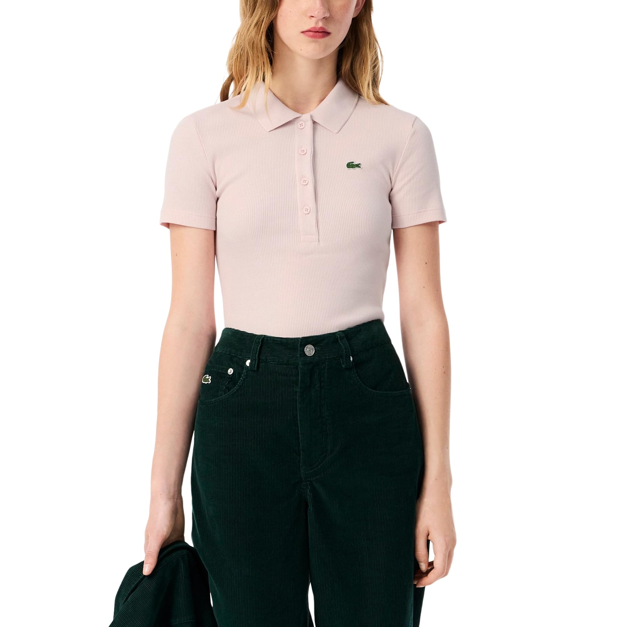 Women's Slim Fit L.12.d Ribbed Cotton Polo Shirt