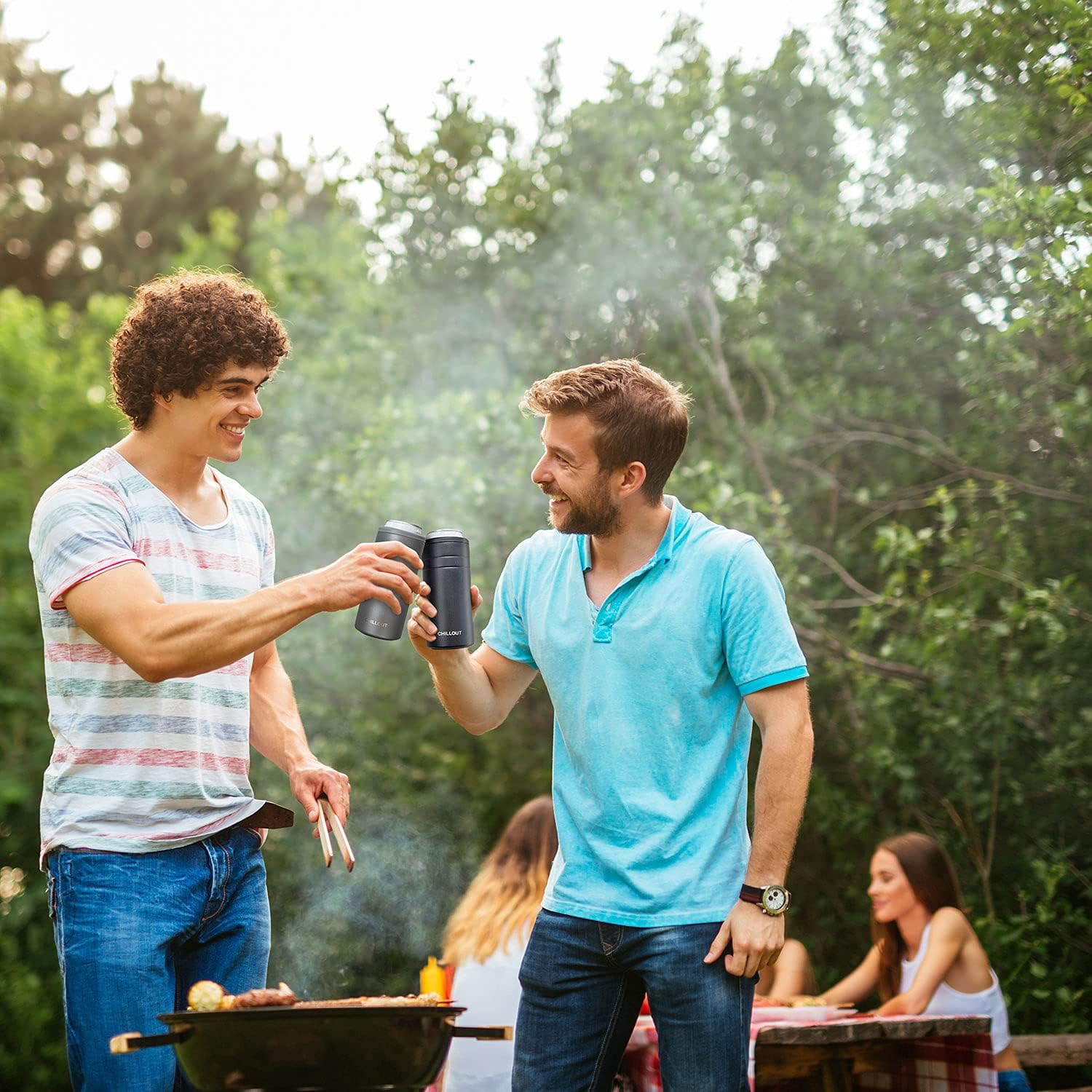 CHILLOUT LIFE Skinny Can Cooler for Slim Beer & Hard Seltzer | 12oz Stainless Steel Tall Triple Insulated Can Drink Holder, Black - 1 Pack: Home & Kitchen