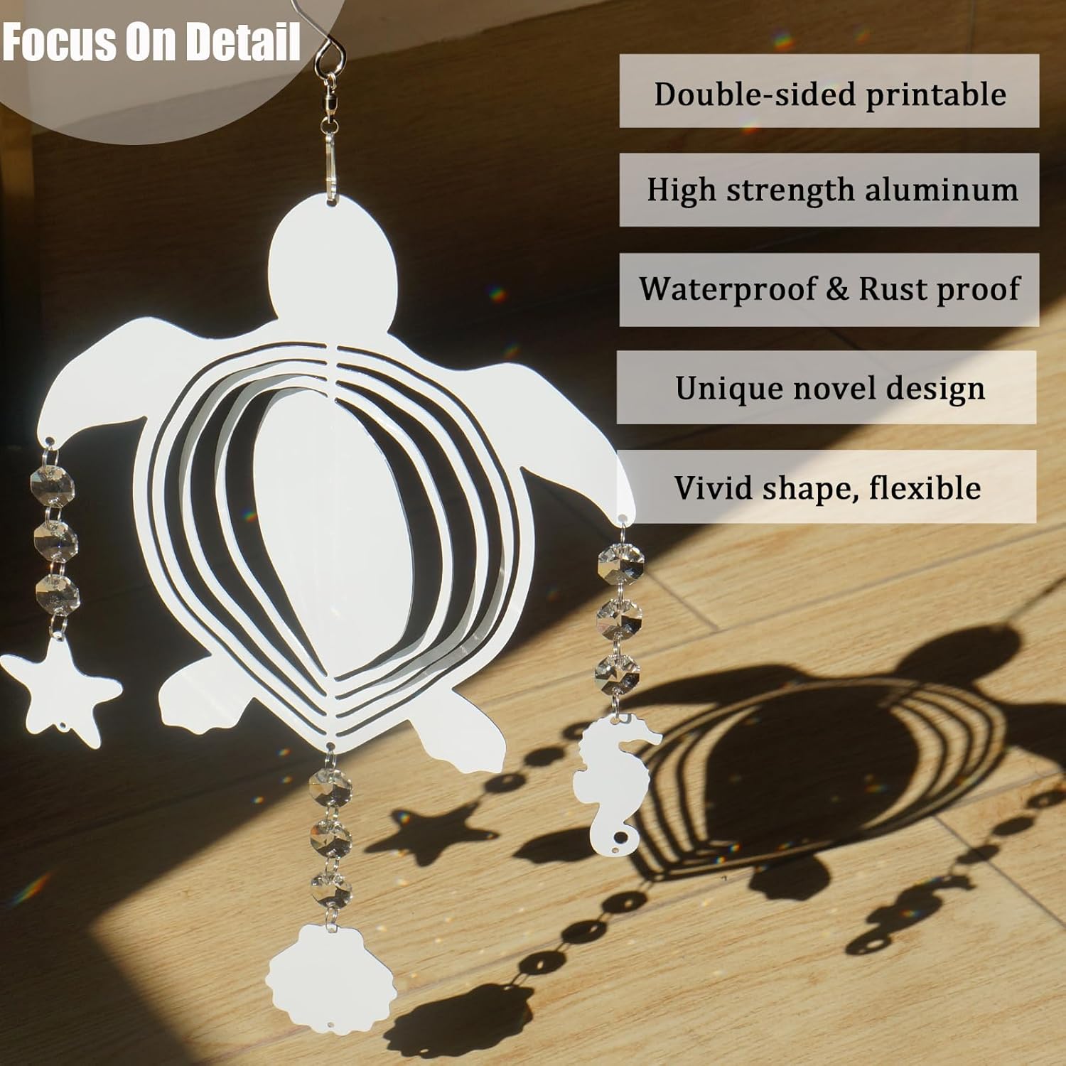4Pack 10inch Sublimation Wind Spinner Blanks 3D Aluminum Metal Wind Sculpture Kinetic Spinners for Yard and Garden Indoor Art Ornaments Hanging Decoration (Turtle)