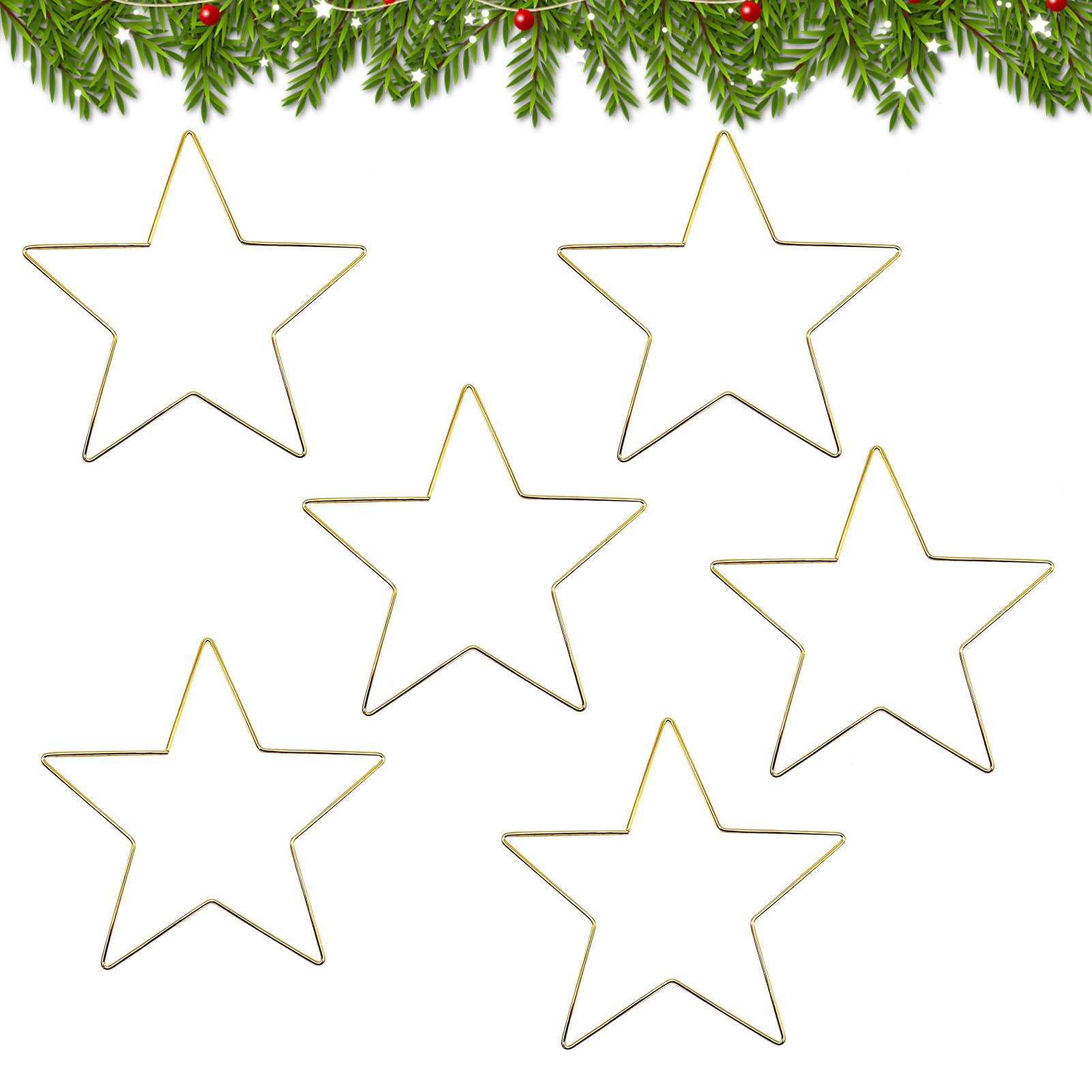 Cadre de couronne en fil en forme d'étoile pour décoration festive de Noël et mariages