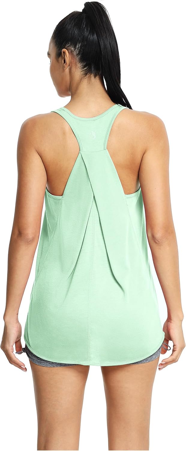 icyzone Women's Racerback Workout Athletic Running Tank Tops Loose Fit (Pack of 2) - Image 3