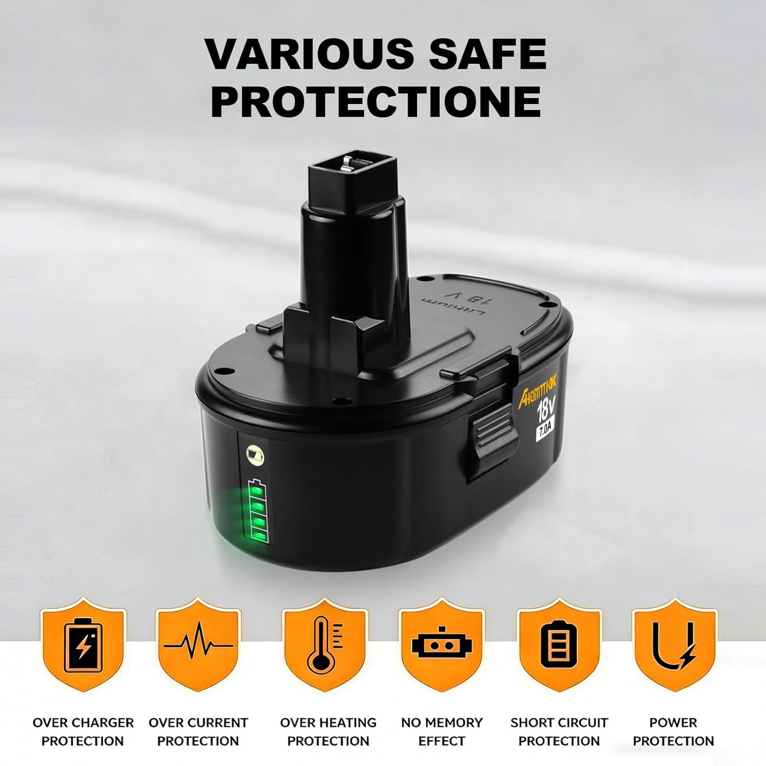 7.0Ah 18V Battery Replacement for Dewalt 18V XRP Battery DC9096 DC9098 DC9099 and DC9310 Charger for Dewalt 7.2V-18V Battery NI-CD NI-MH DC9091 DC9071 DE9057 DW9096 DW9094 DW9072