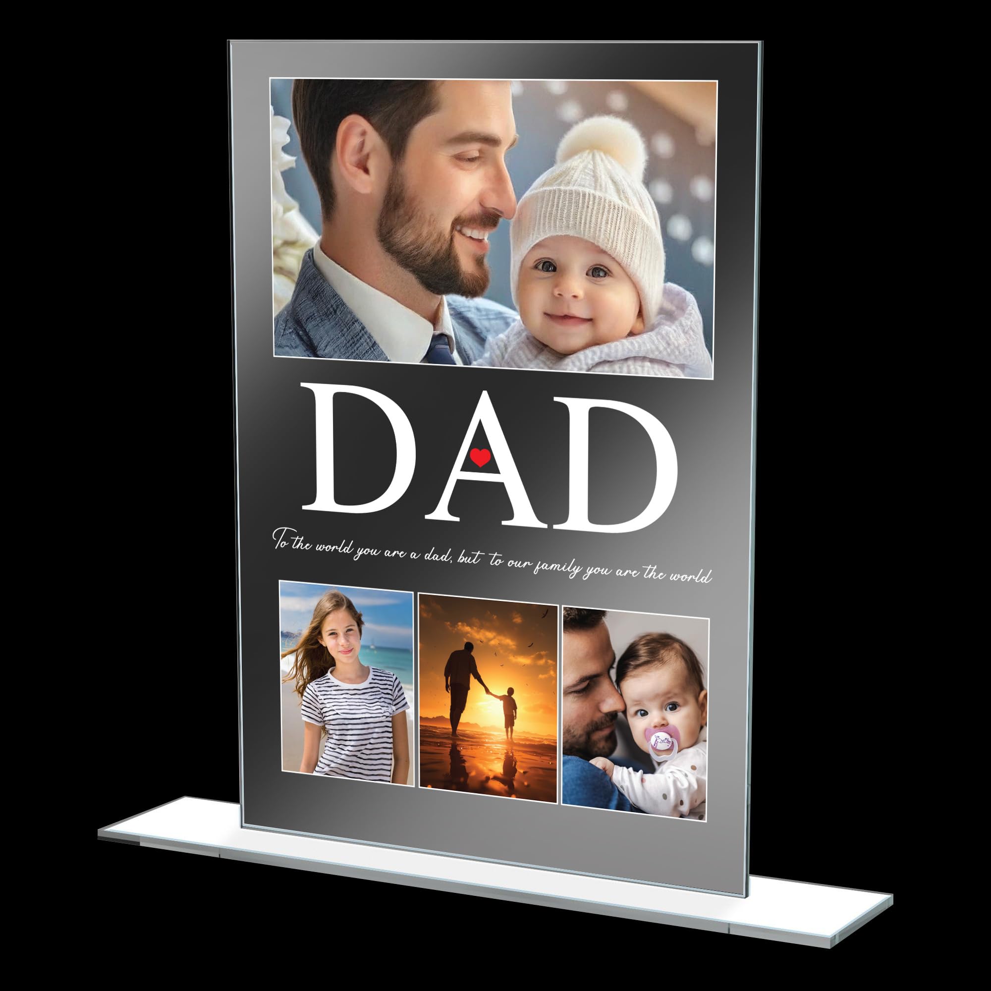 Personalised Gifts For Dad Acrylic Photo Plaque Presents Fathers Day Daddy Gifts From Daughter Son (Dad Heart)