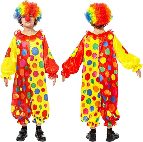 Miniatura 6 de Disfraz de payaso para niños, disfraz de payaso de Halloween con nariz de payaso y sombrero, disfraz de payaso para niños