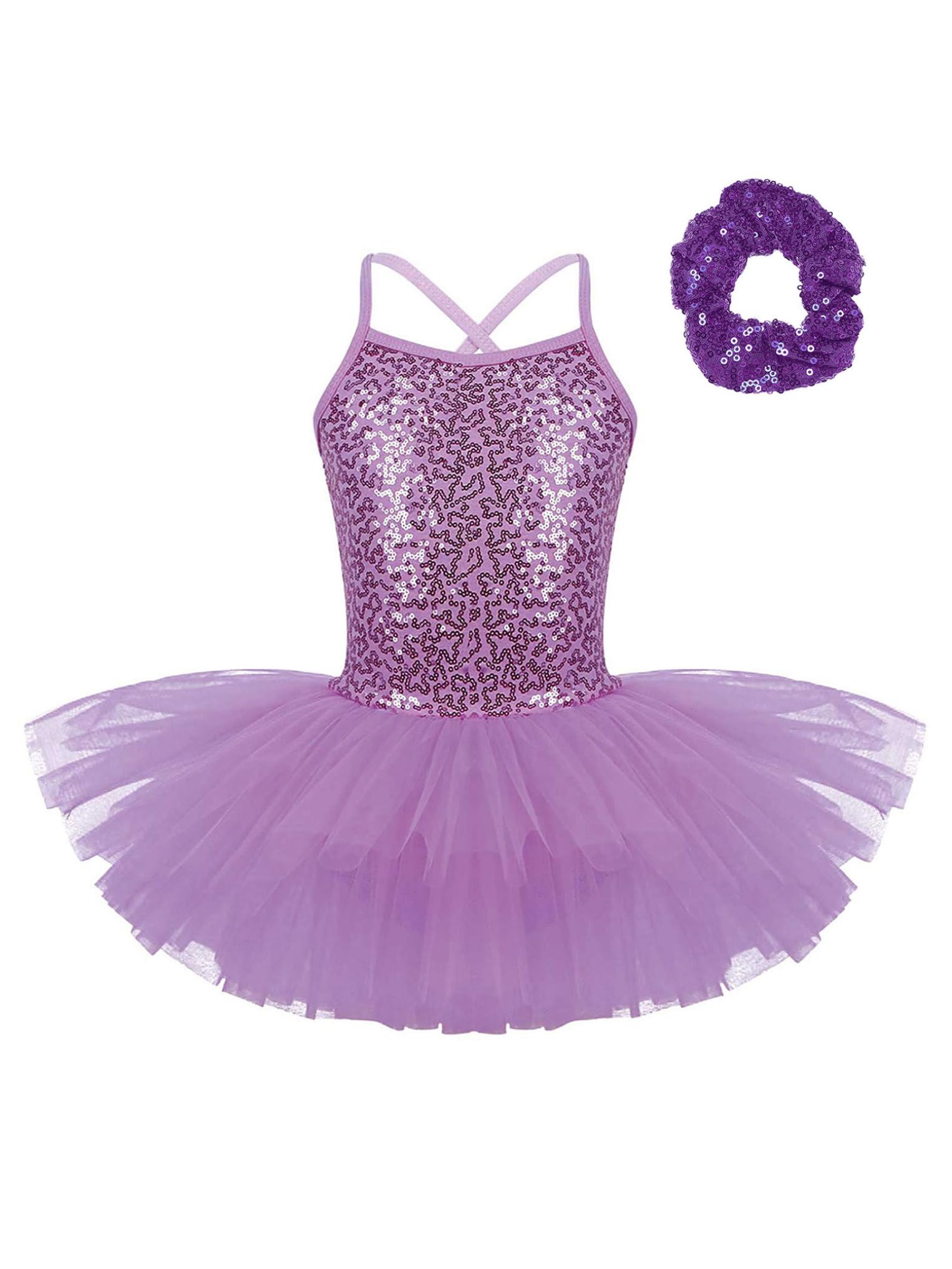 Oyolan Vestido de Danza Ballet Niña Princesa Vestido Tutu Lentejuelas Espalda Cruzada Traje Ropa de Baile Maillot Monos de Danza Clásica Traje de Bailarina — view 15