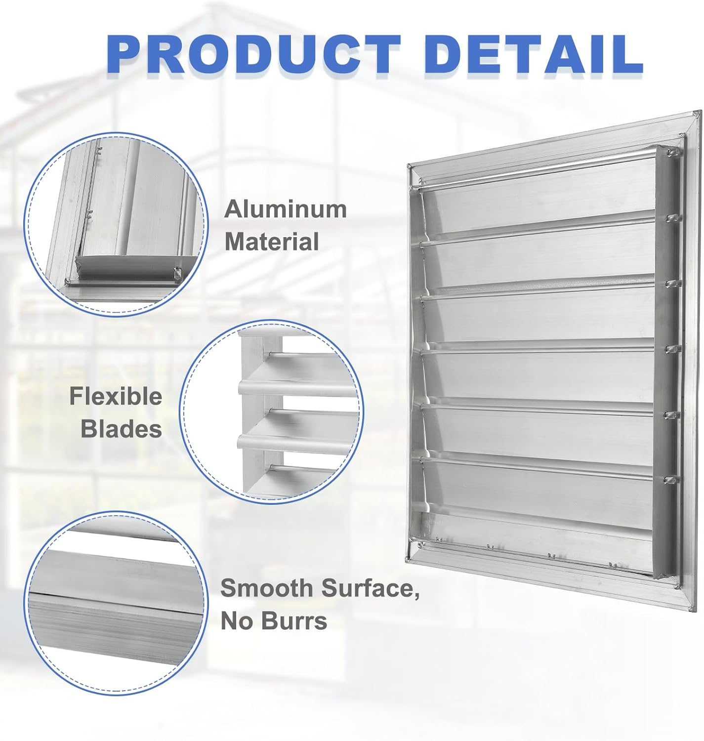 PATIKIL 14x14 Inch Aluminum Vent Cover, Louver Shutter Exhaust Fan Louvered Vent Automatic Gravity Square Grill Self-Closing Vent Cover for Greenhouse Industrial Exhaust HVAC System