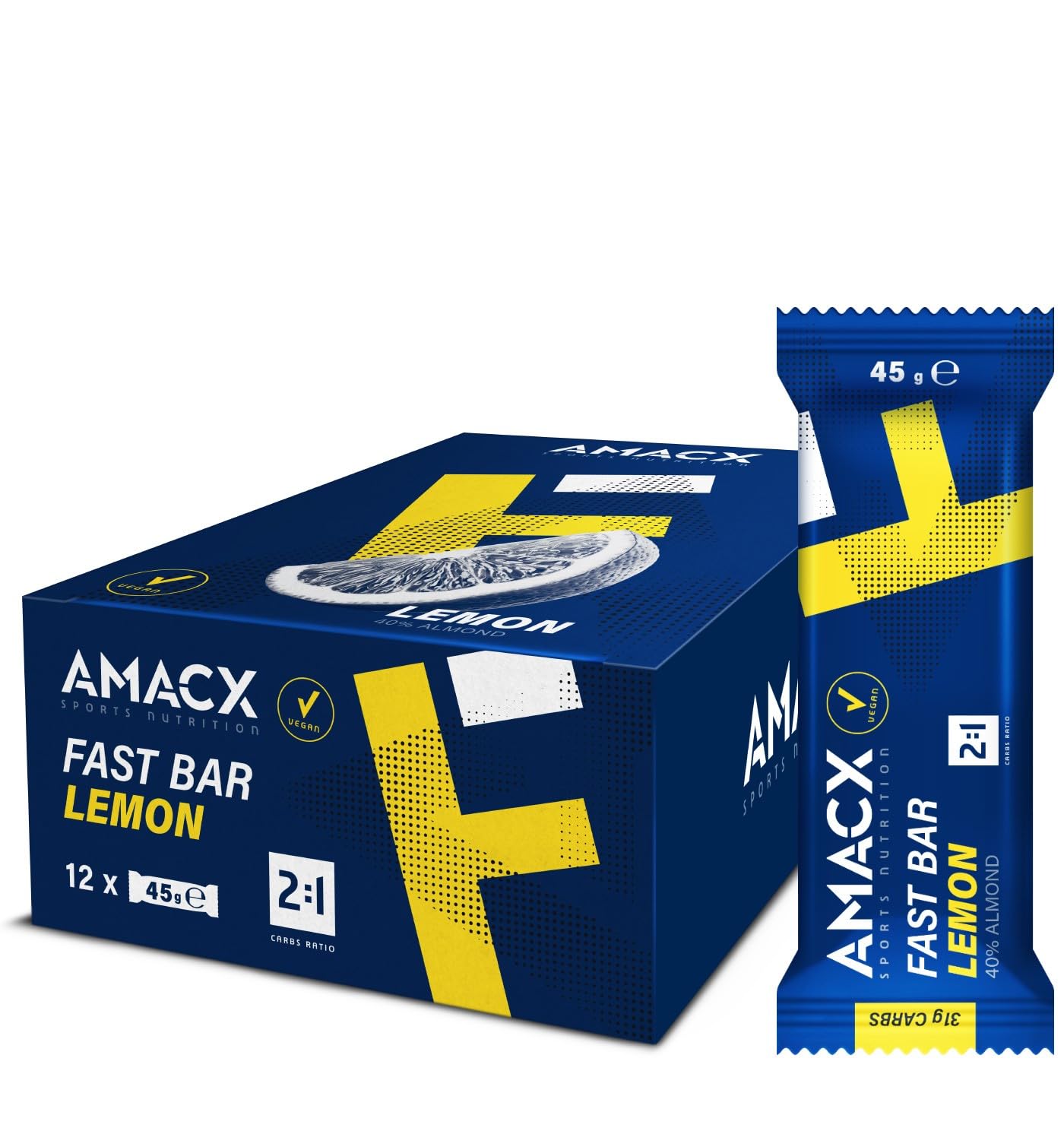AMACX Energieriegel Fast Bar – Energieriegel mit 40% Mandelanteil, vegane Riegel, 12er Pack
