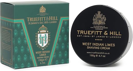 Truefitt &amp; Hill West Indian Lime Shaving Cream For men | 190gm Bowl |Best For Oily Skin | Glycerine based |Smooth Razor Gl...
