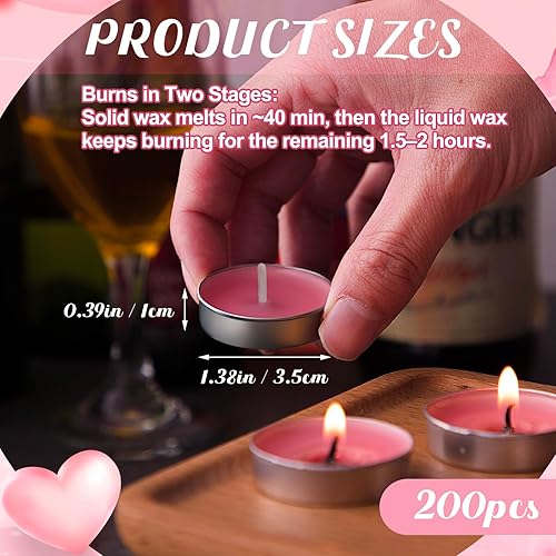 Miniatura 2 de 200 velas de té sin humo, mini velas sin goteo a granel para cenas, fiestas, decoración del hogar, boda, centro de mesa, cumpleaños, San Valentín