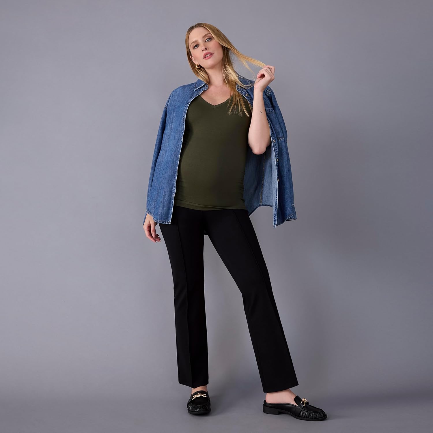 Motherhood Maternity Women's Secret Fit Over The Belly Ponte Flare Pregnancy Pant