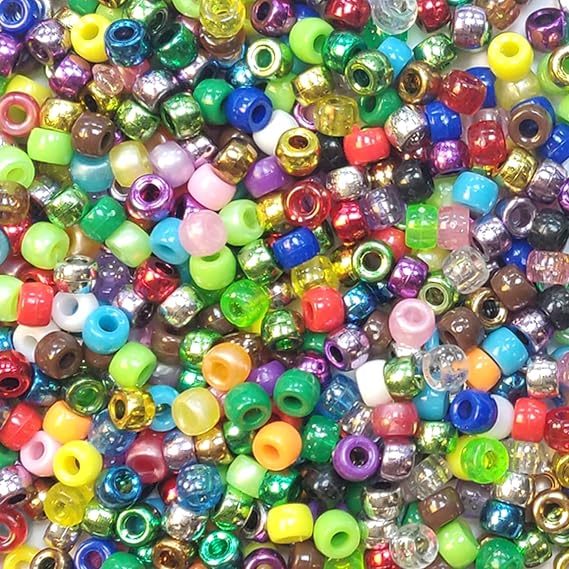 4-in-1 Assorted Pearlised/Glitter/Metallic/Bright Pony Beads PK-1000 (4 in 1)
