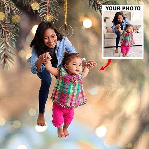 Miniatura 3 de Adorno de mica con foto personalizada, personaliza tu foto, regalo para bebé, adorno de primera Navidad para bebé, adorno de bebé, adorno de fotos,