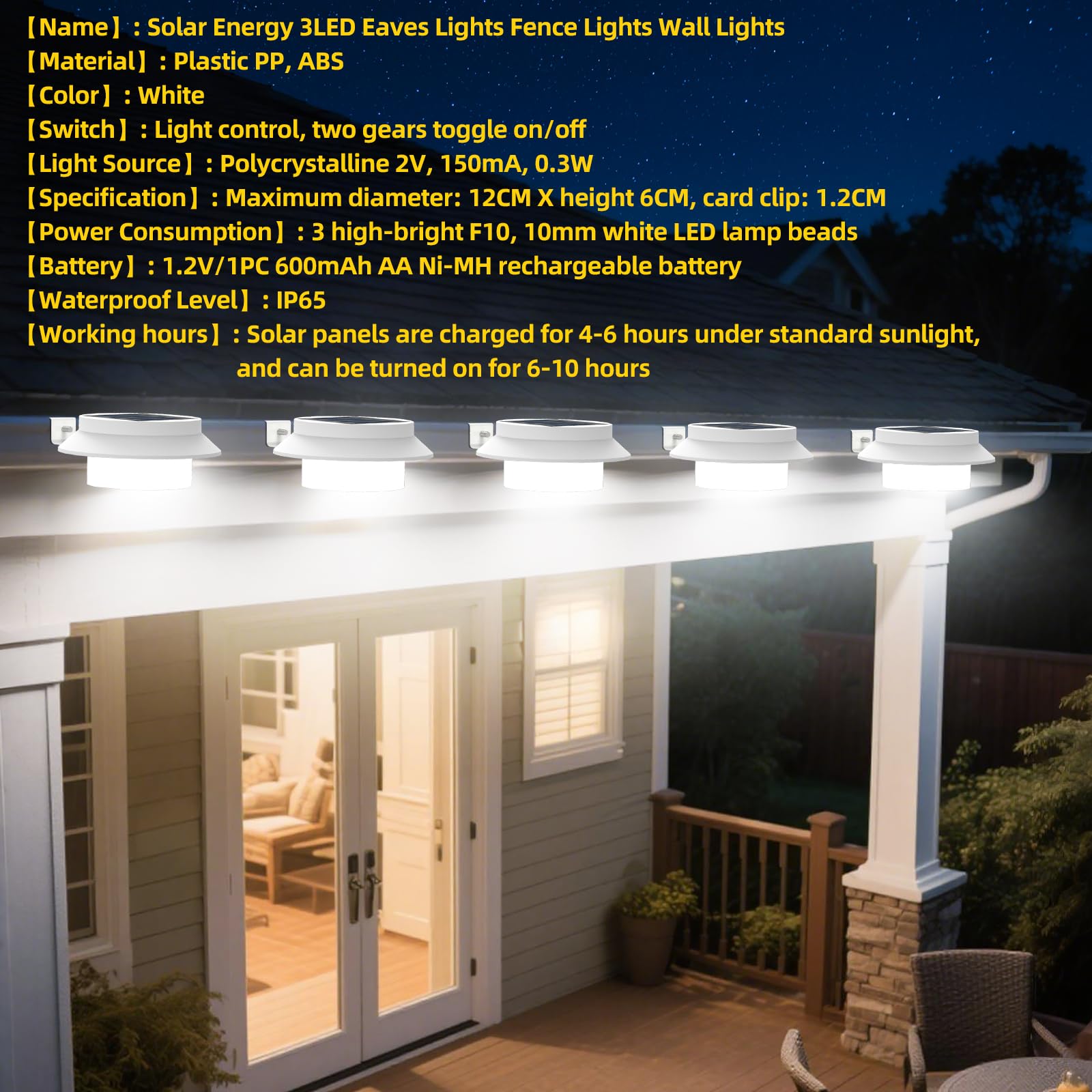 Cepewa Lot De 2 Lampes Solaires De Gouttière - 12 X 6 X 12 Cm