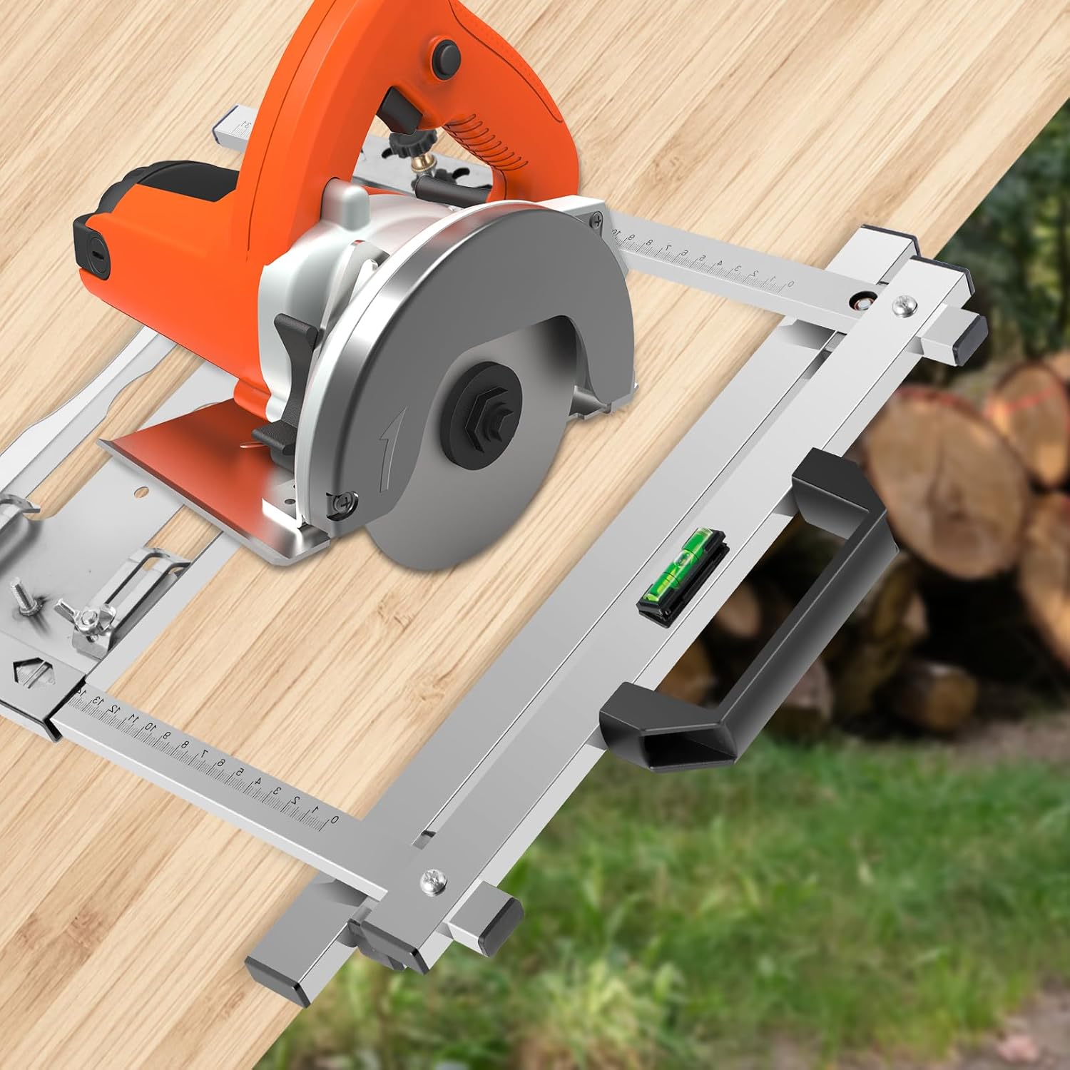Abizarch Cutting Machine Edge Guide Positioner in use with a circular saw