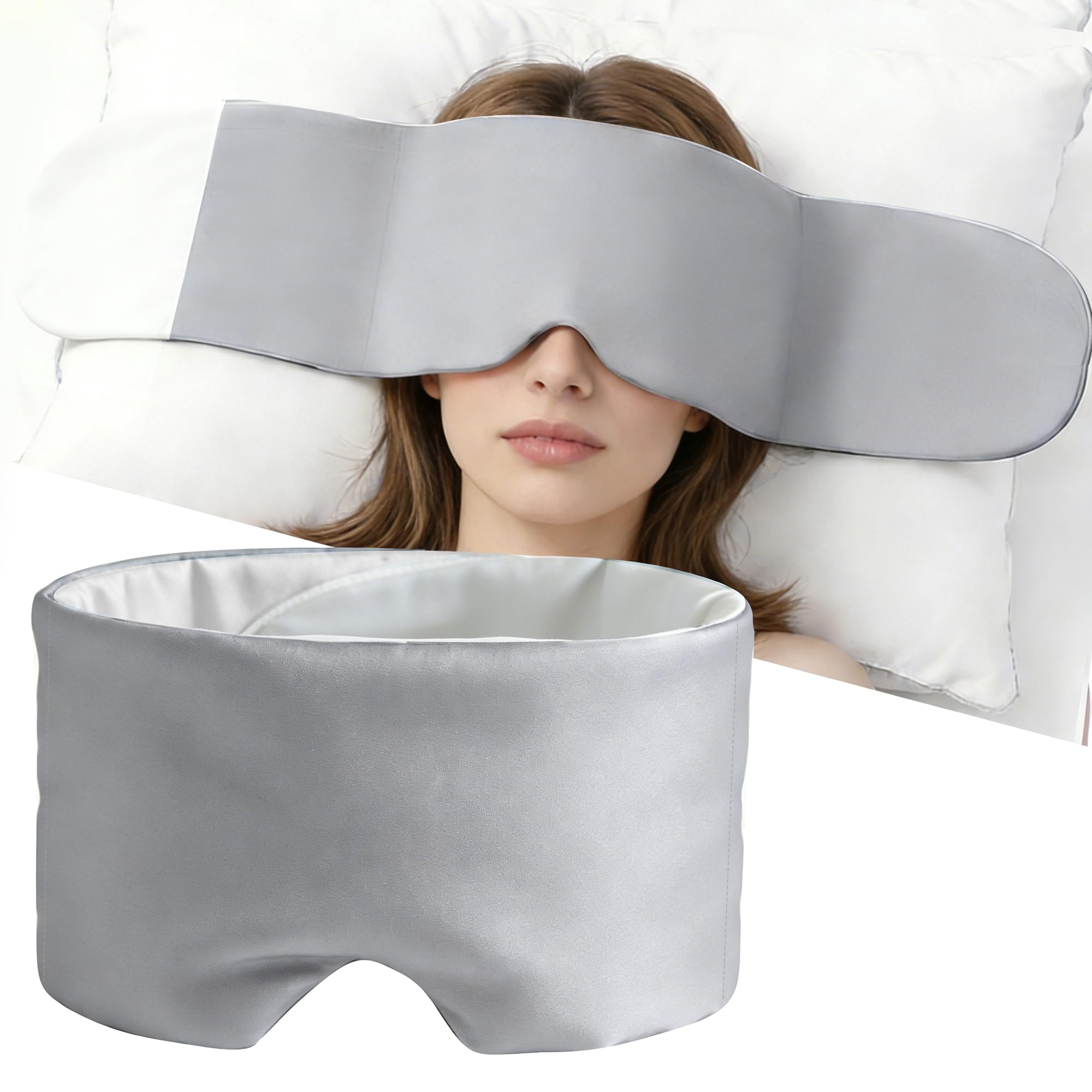 Weighted Sleep Mask for Side Sleepers, 100% Blackout Eye Mask for Sleeping with Adjustable Strap, Dual-Sided Cooling Silk & Warm Cotton Blindfold, Zero Pressure Eye Cover for Travel, Nap & Yoga — Amazon image 10