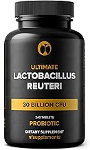Lactobacillus Reuteri Probiotic Supplement 30 Billion CFU 240 Tablets Probiotics for Men & Women Supports Digestive & Gut Health Vegan Friendly Gluten Free Non-GMO (240, Lactobacillus Reuteri)