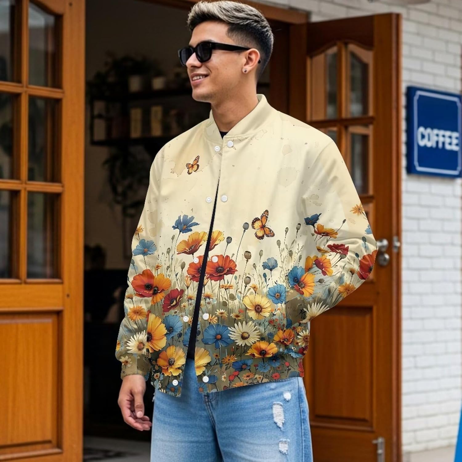 Mens Lightweight Bomber Varsity Jacket Fashion Graphic Jacket Outerwear Streetwear Coat