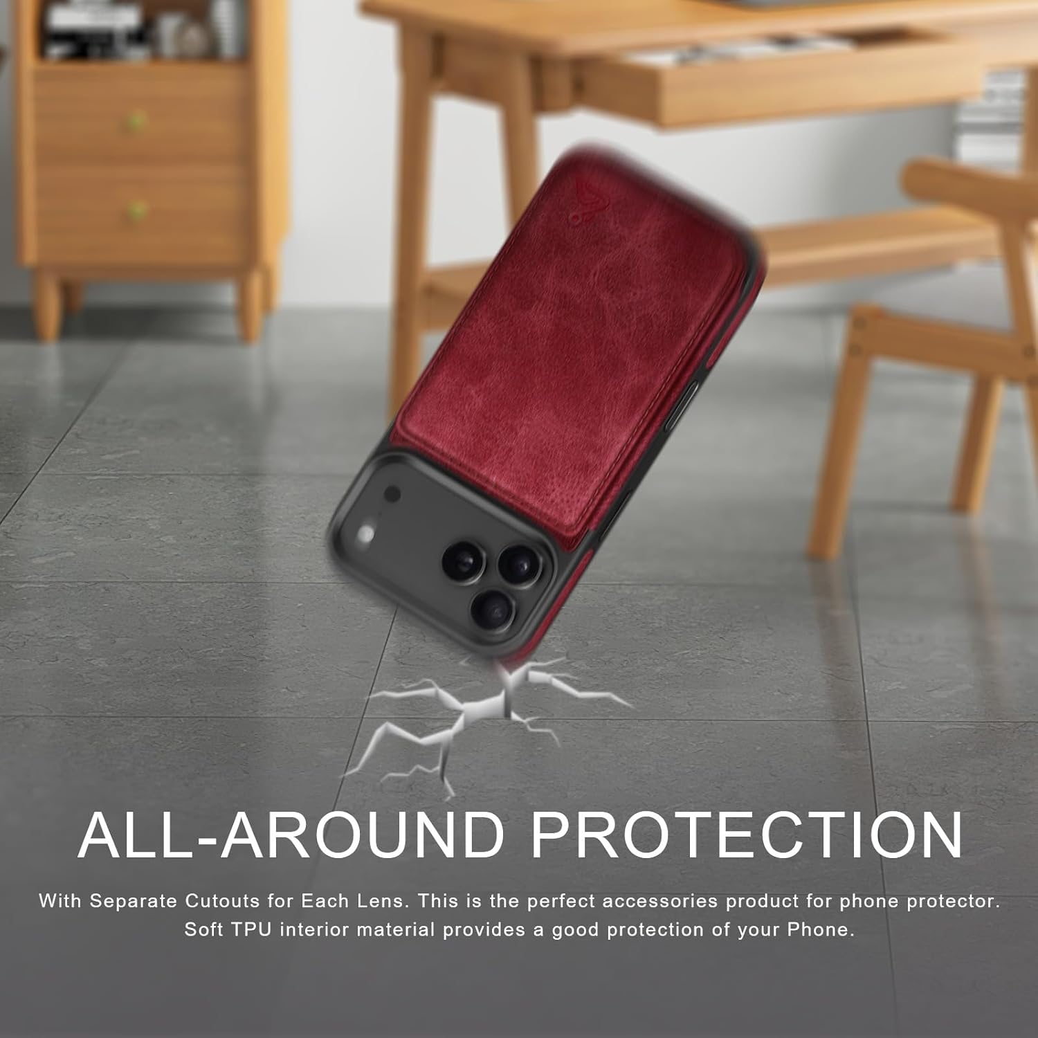 DJDUCK Designed for iPhone 17 Pro Max Case Wallet with Card Holder, [Magnetic Clasp Cover] [RFID Blocking Leather Protection] Shockproof Women Men Cases 6.9 Inch for Apple 17 ProMax Red - Image 5