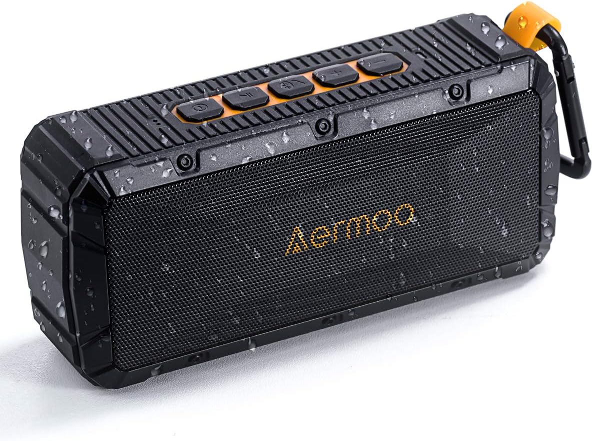 Bluetooth Speakers, Aermoo V1 Wireless Speakers Bluetooth 4.0 with Enhanced Bass, Outdoor Stereo Portable Speakers IPx6 Waterproof & Shockproof, Support TF Card, Microphone and Hands-free Calls