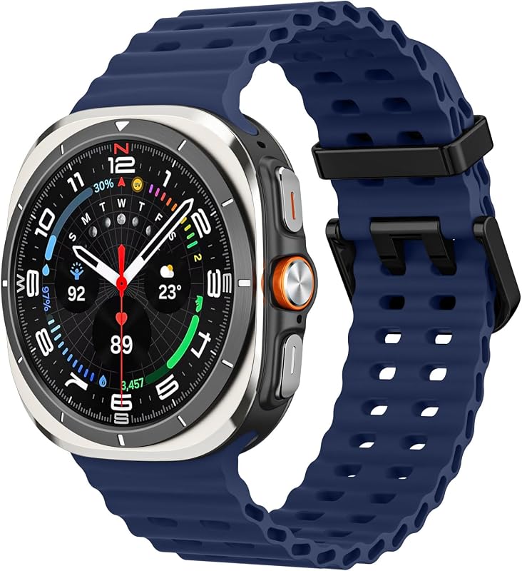 MoKo Ocean Sport Band compatible con Samsung Galaxy Watch Ultra 2/1 47 mm | Para Galaxy Watch Ultra 2026/2025/2024, Perforado y Transpirable, Impermeable y Resistente al Sudor, Silicona Suave, para Hombres y Mujeres