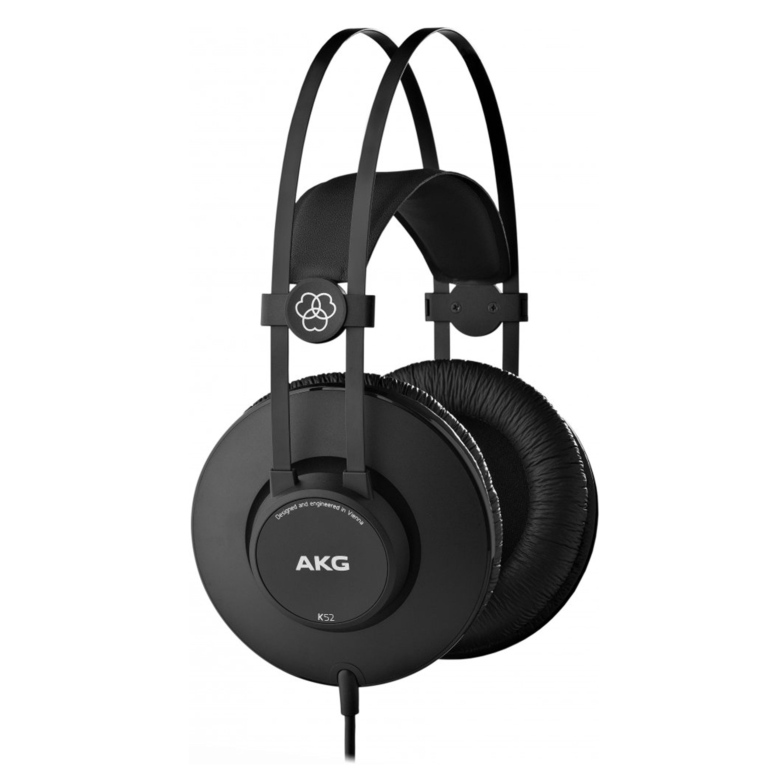 AKG K52 High Performance Closed-Back, Monitoring Studio Headphones, Wired, Lightweight Design, 3.5mm and 1/4" adapters, 3m Cable - Black