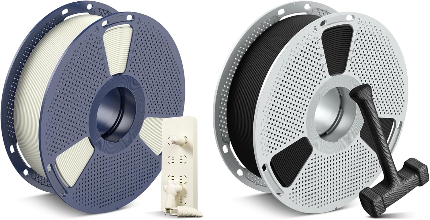 SUNLU FR-ABS 3D Filament 1.75mm 1KG Natural White and PA6-CF Filament 1.75mm 1kg Black