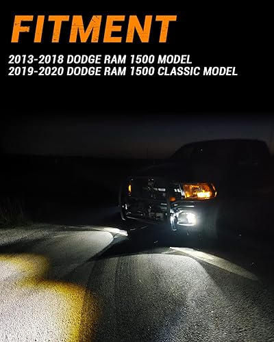 Miniatura 8 de 4X4FLSTC Luces antiniebla LED aprobadas por DOT compatibles con Dodge Ram Pickup 1500 2013 2014 2015 2016 2017 2018 parachoques conducción