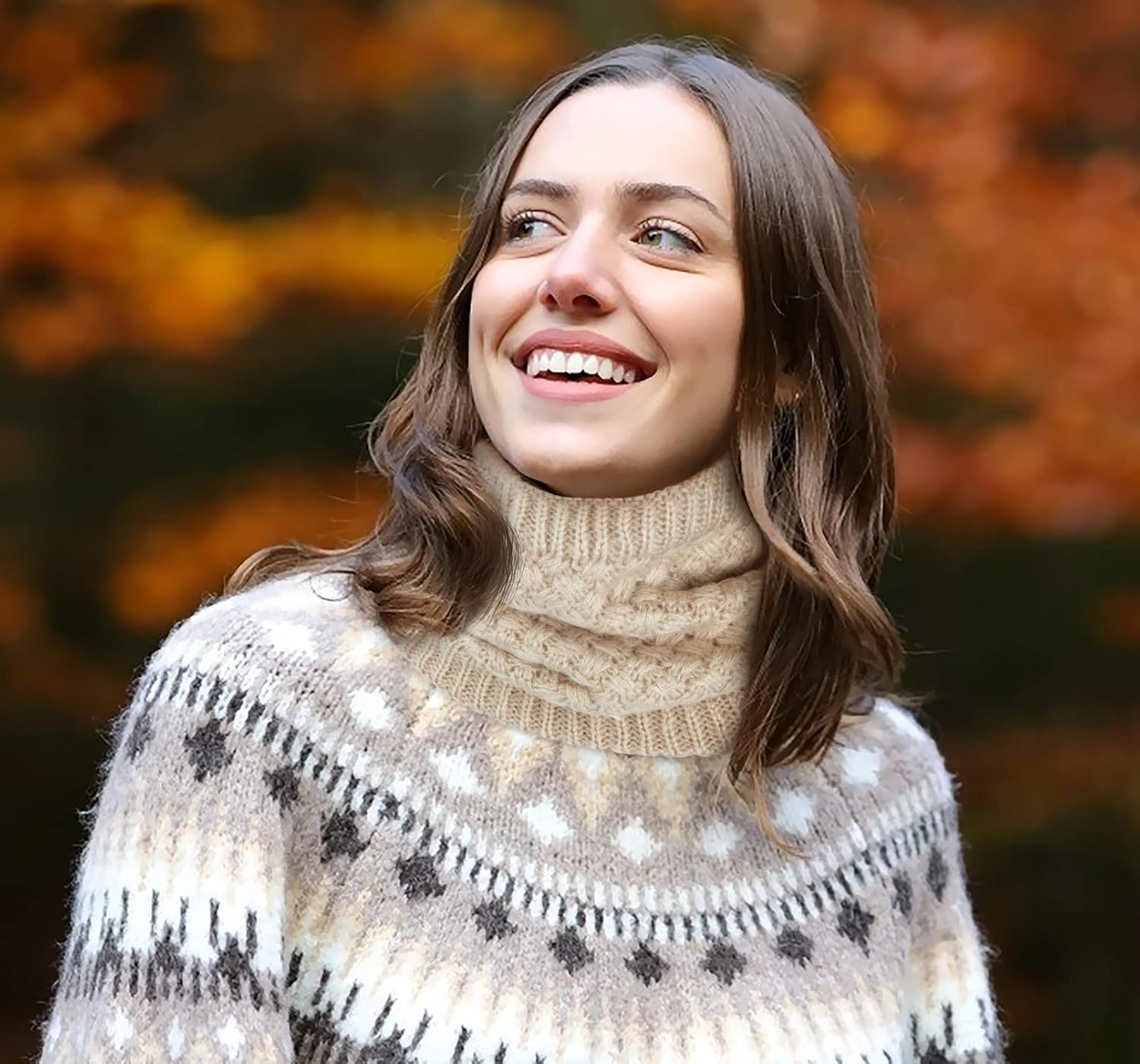 Loritta Neck Warmer Winter Warm Infinity Scarf Double-Layer Thick Fleece Windproof Scarves for Women Men - Image 6