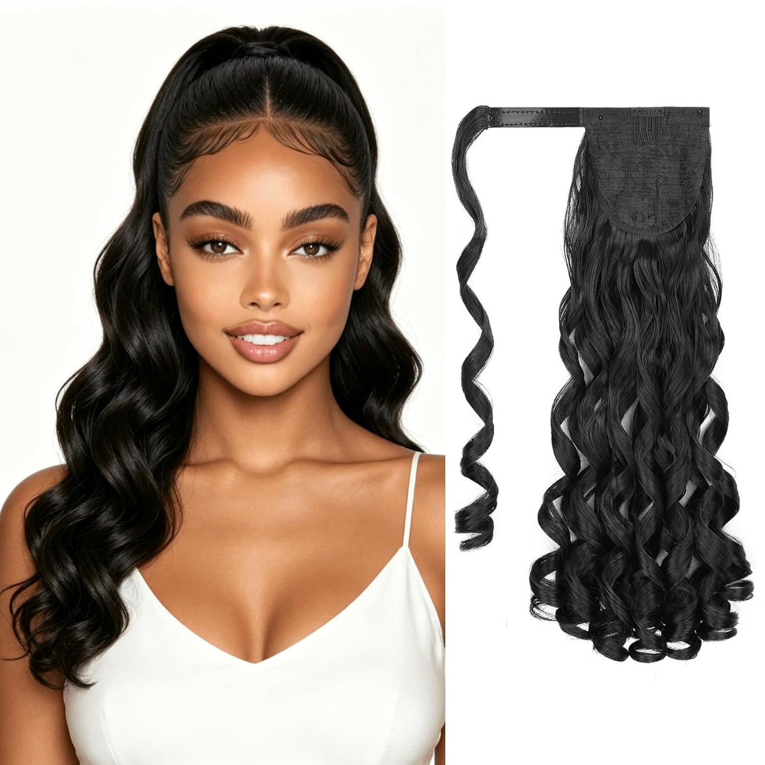 18" Loose Curl Wrap Around Spiral Curly Ponytail Extension