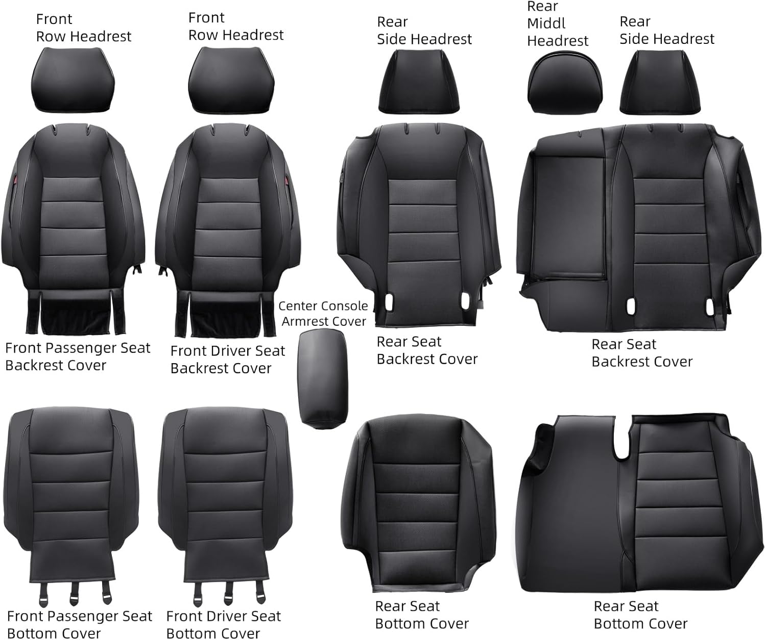 Custom Fit CRV Seat Cover for Honda CR-V 2017 2018 2019 2020 2021 2022 Touring, EX,Sport,SE&EX-L,Faux Leather,2-Row Full Set,(Black)