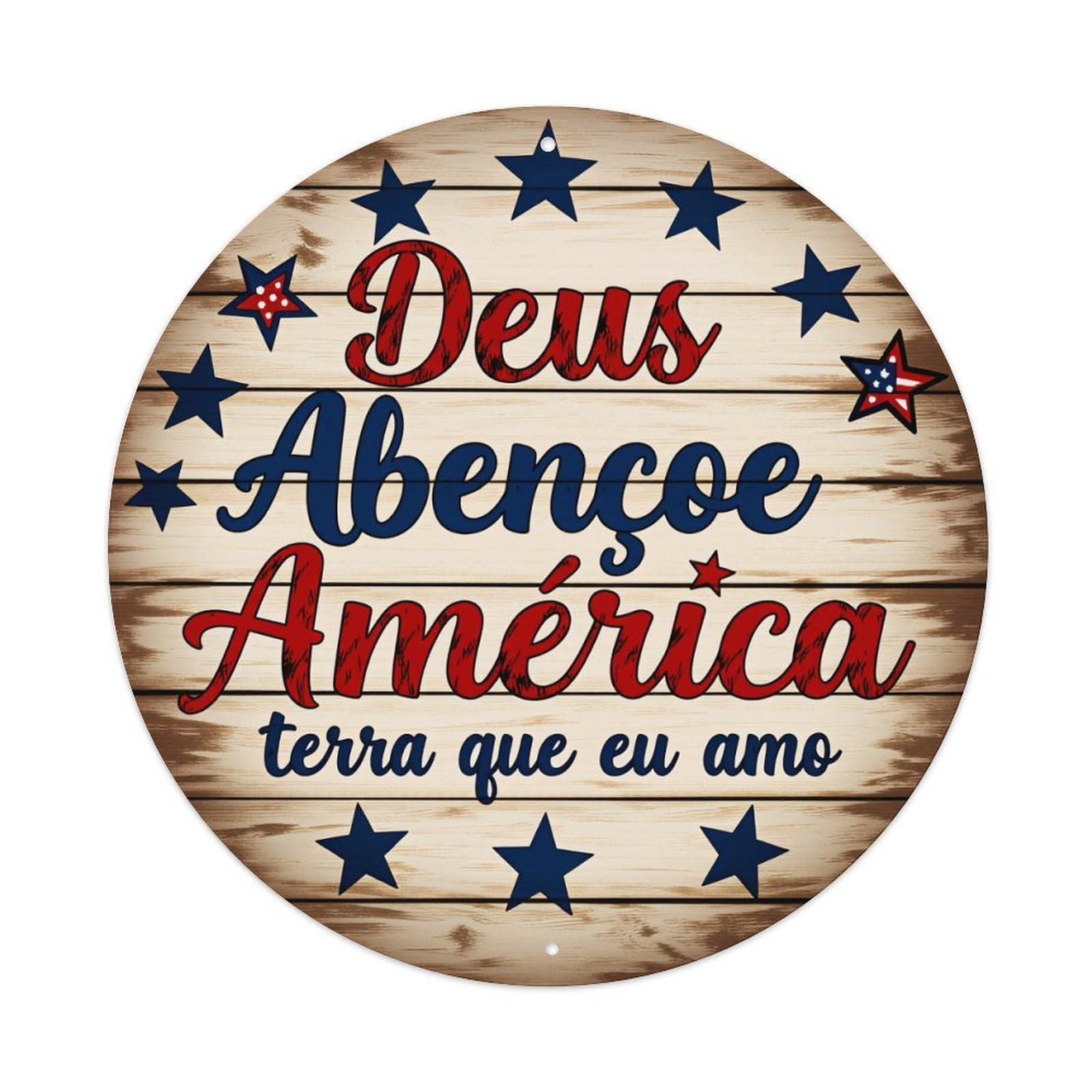 God Bless America, Land That I Love Round Tin Sign Vintage Style Metal Sign Home Bar Garden Wall Plaque Decor Metal Poster 8x8 Inch